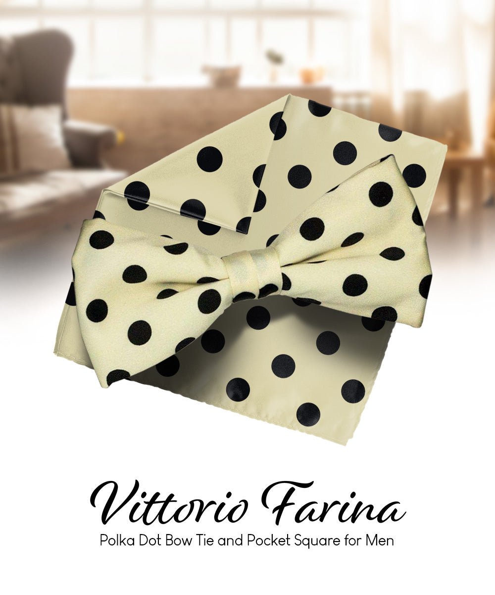 Vittorio Farina Men's Polka Dot Satin Bow Tie & Pocket Square in Gift Box