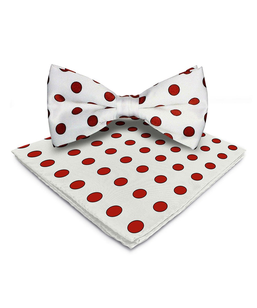 Vittorio Farina Men's Polka Dot Satin Bow Tie & Pocket Square in Gift Box