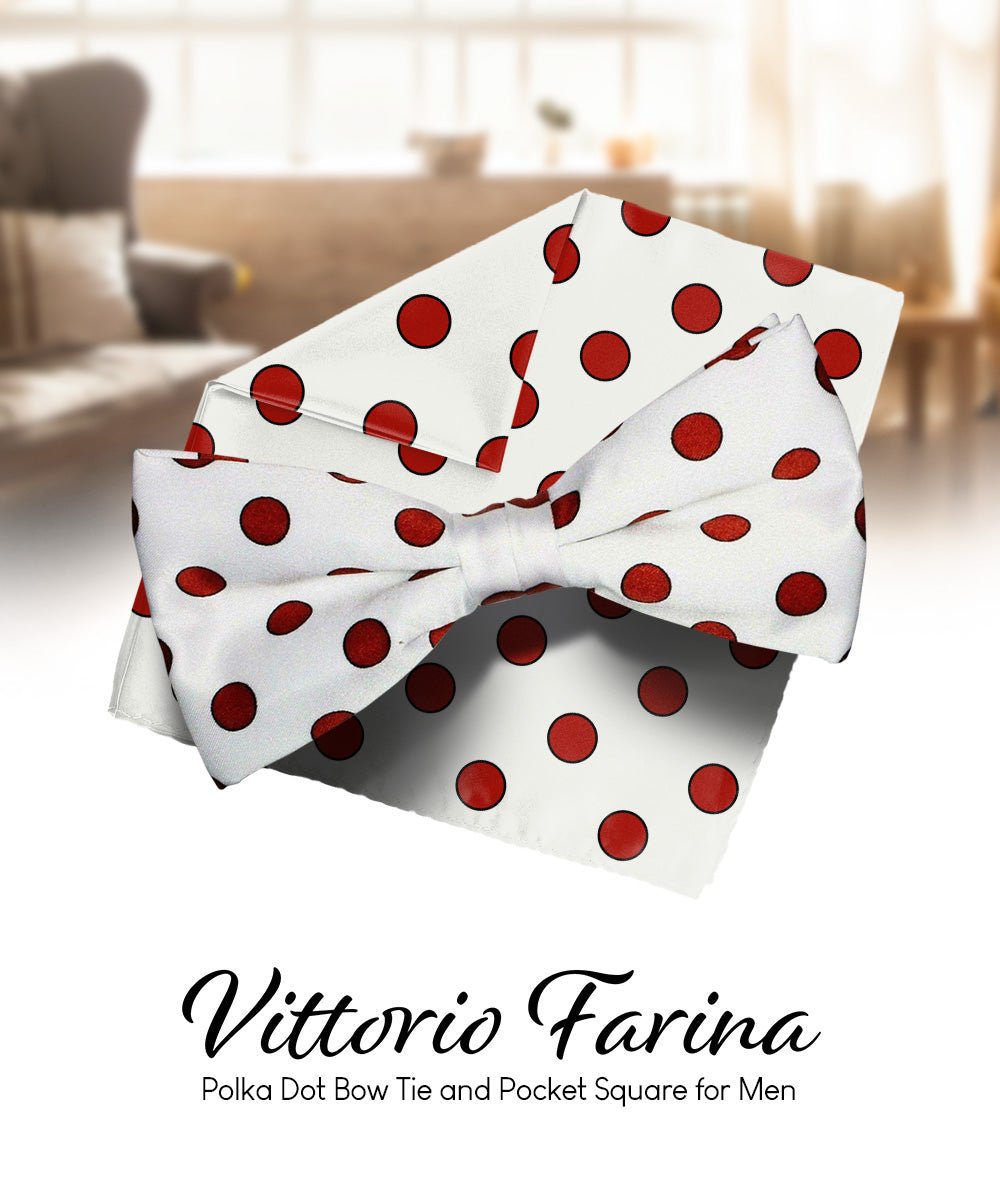 Vittorio Farina Men's Polka Dot Satin Bow Tie & Pocket Square in Gift Box