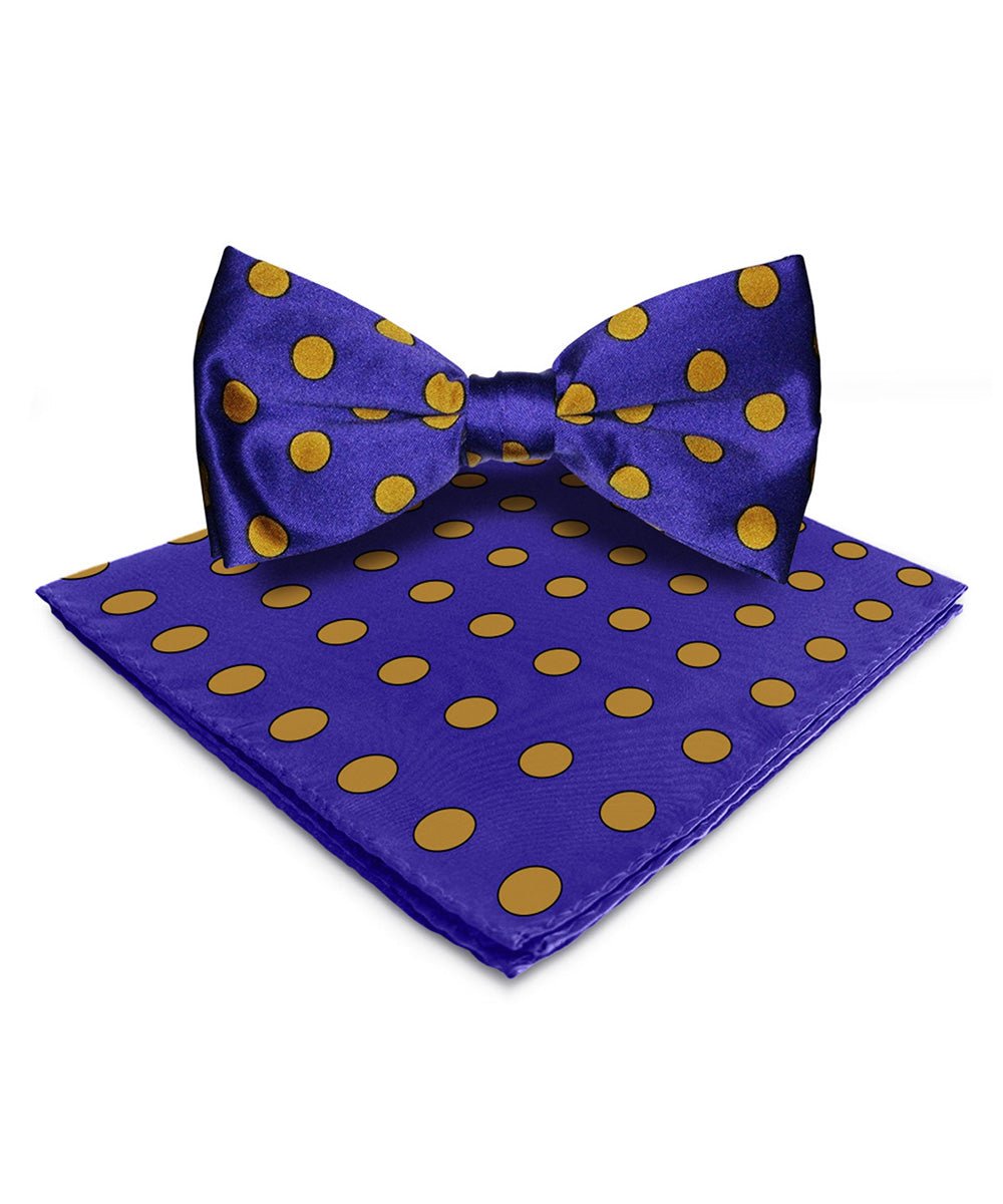 Vittorio Farina Men's Polka Dot Satin Bow Tie & Pocket Square in Gift Box