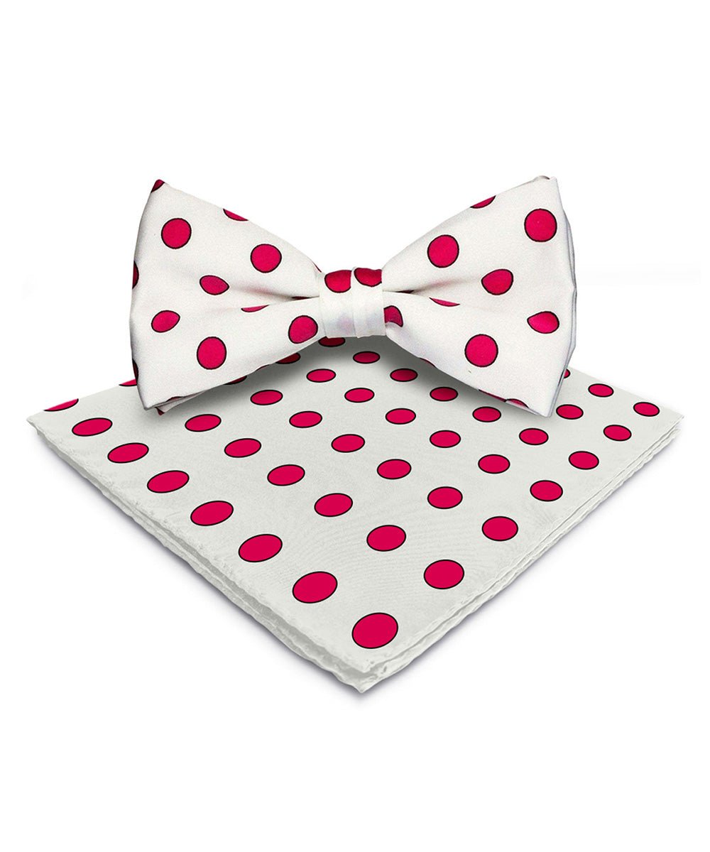 Vittorio Farina Men's Polka Dot Satin Bow Tie & Pocket Square in Gift Box