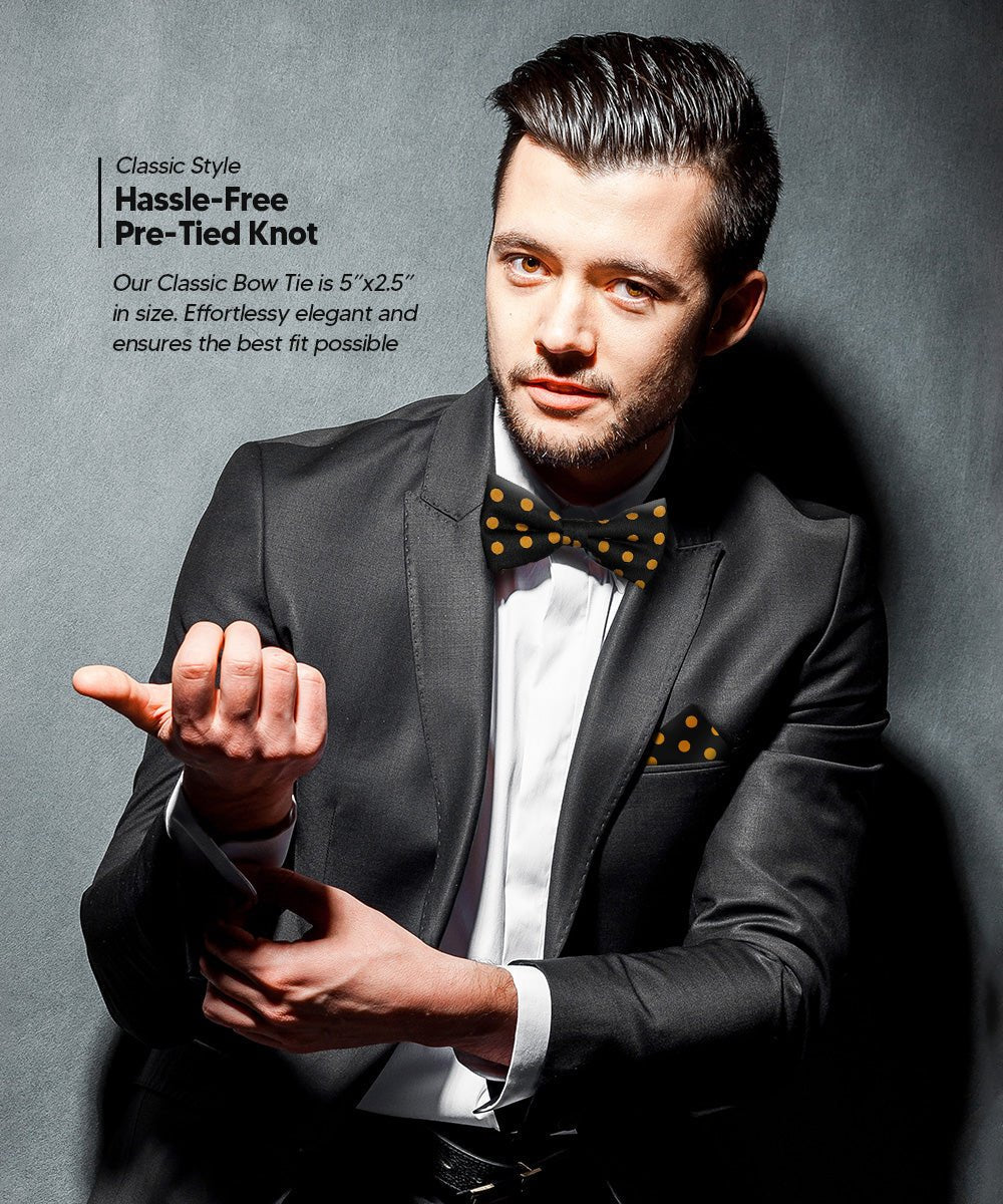 Vittorio Farina Men's Polka Dot Satin Bow Tie & Pocket Square in Gift Box