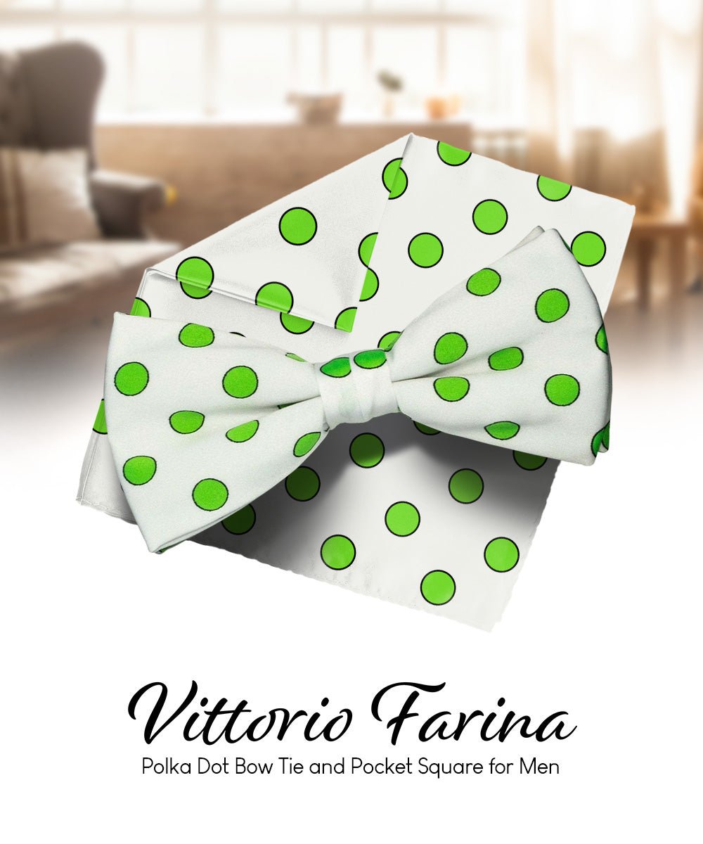 Vittorio Farina Men's Polka Dot Satin Bow Tie & Pocket Square in Gift Box