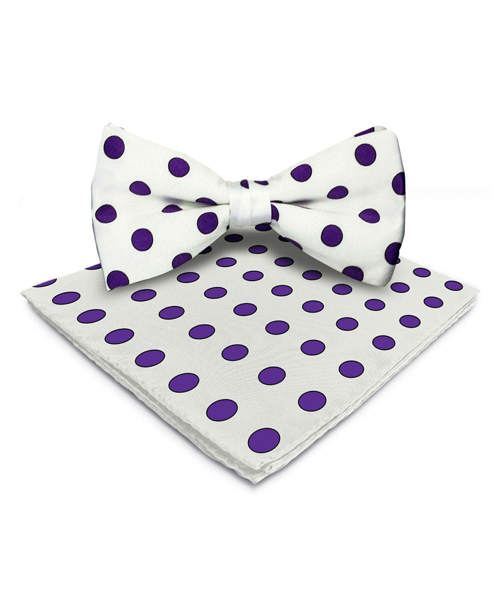 Vittorio Farina Men's Polka Dot Satin Bow Tie & Pocket Square in Gift Box