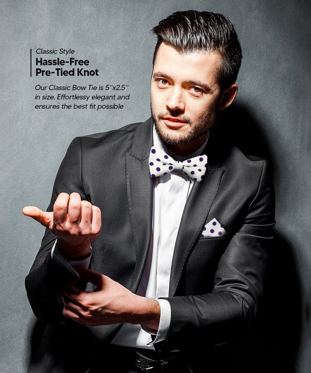 Vittorio Farina Men's Polka Dot Satin Bow Tie & Pocket Square in Gift Box