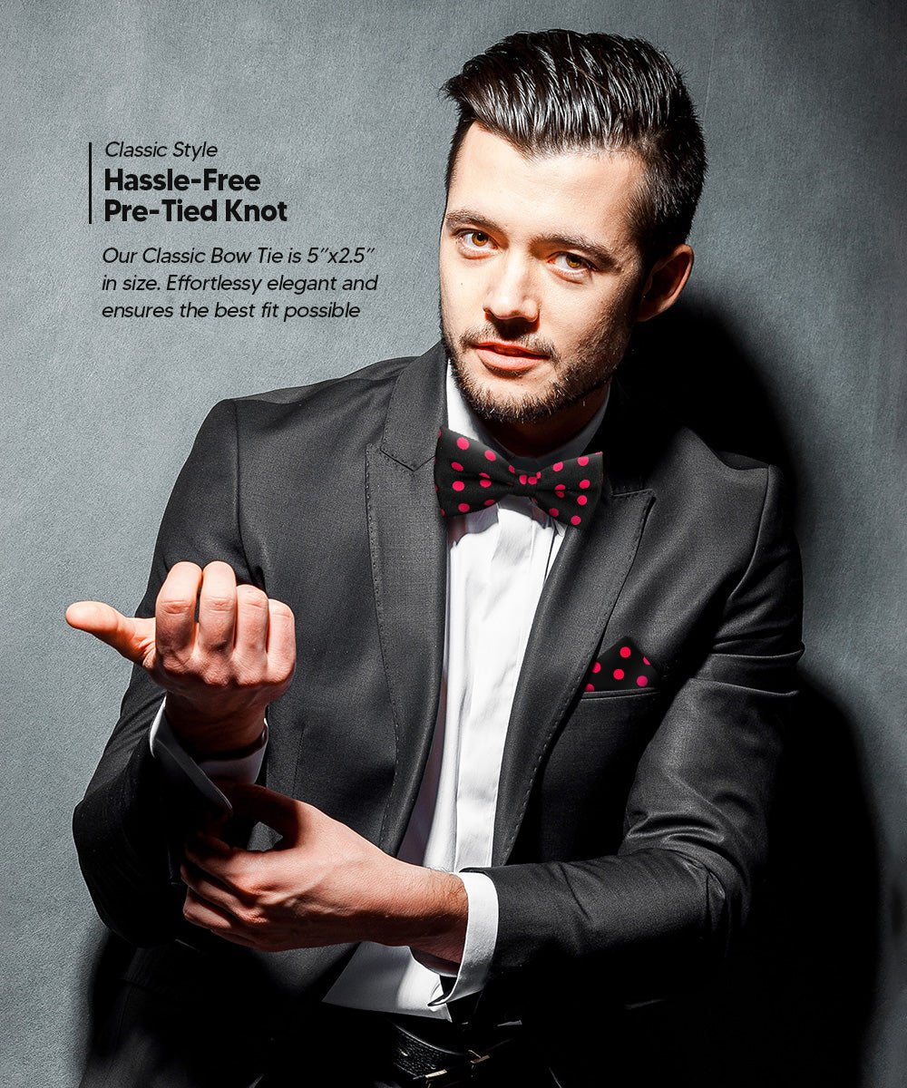 Vittorio Farina Men's Polka Dot Satin Bow Tie & Pocket Square in Gift Box