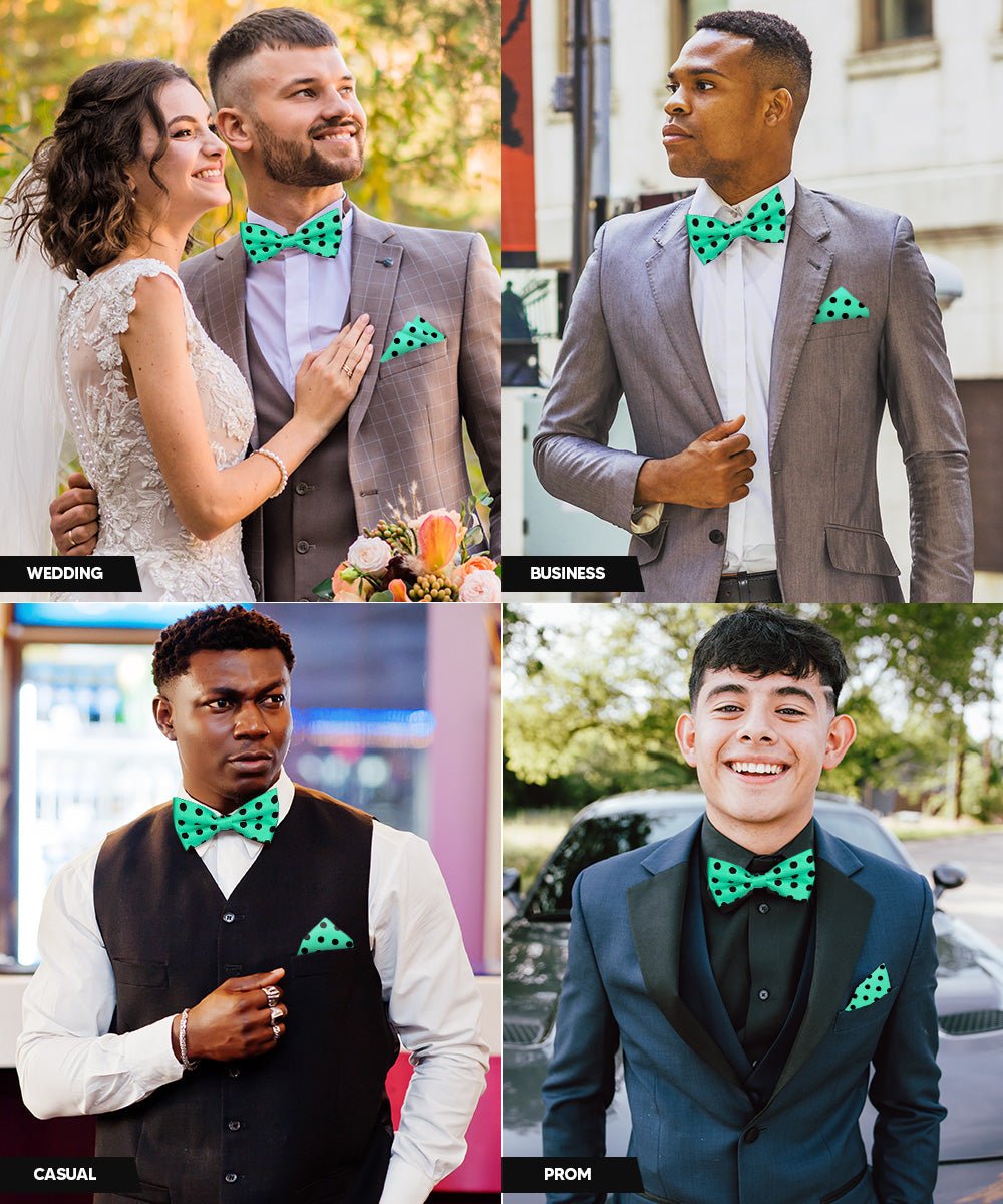 Vittorio Farina Men's Polka Dot Satin Bow Tie & Pocket Square in Gift Box