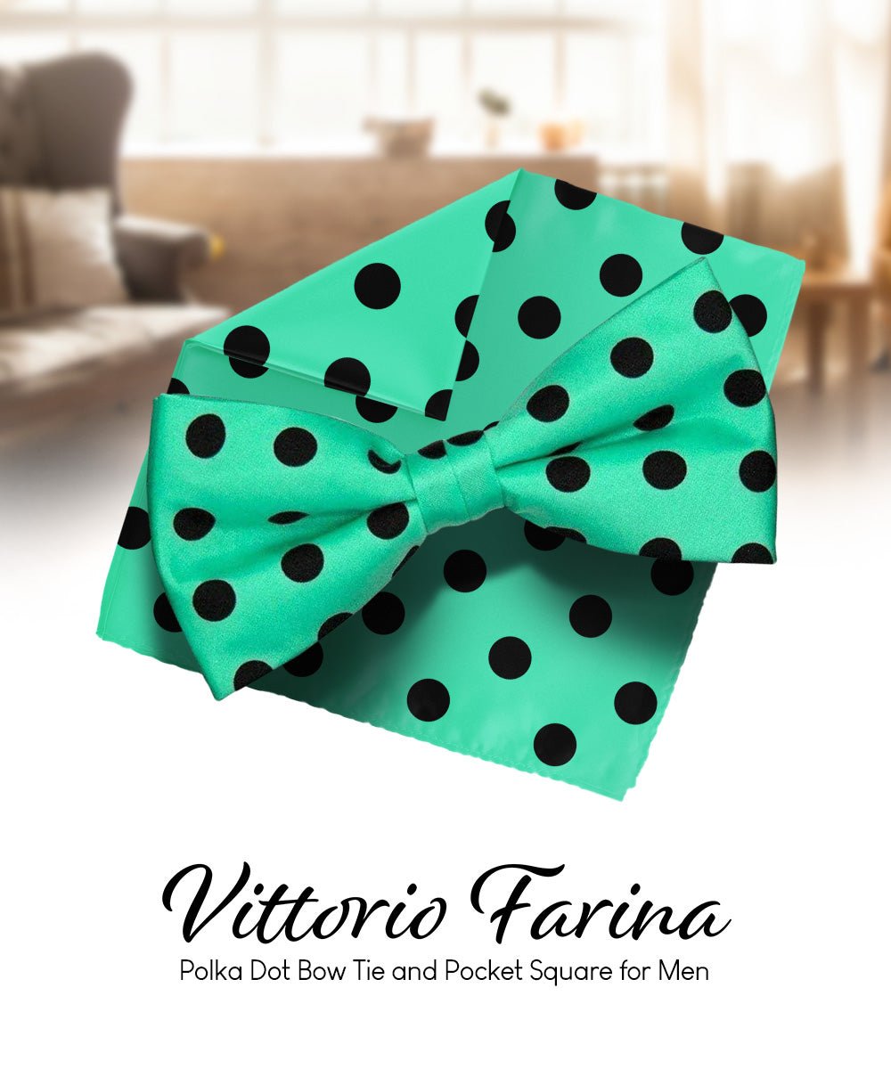 Vittorio Farina Men's Polka Dot Satin Bow Tie & Pocket Square in Gift Box