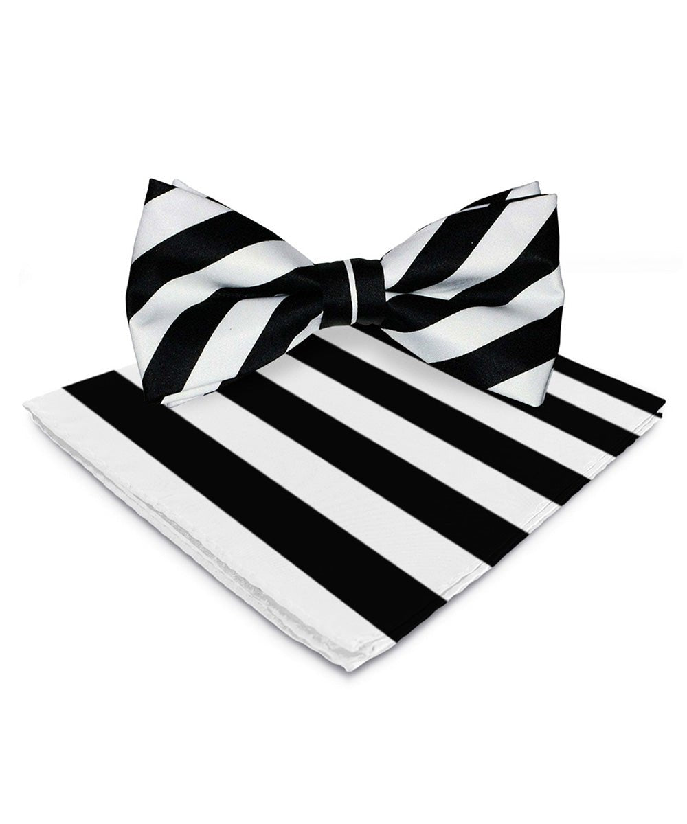 Vittorio Farina Men's Striped Satin Bow Tie & Pocket Square in Gift Box