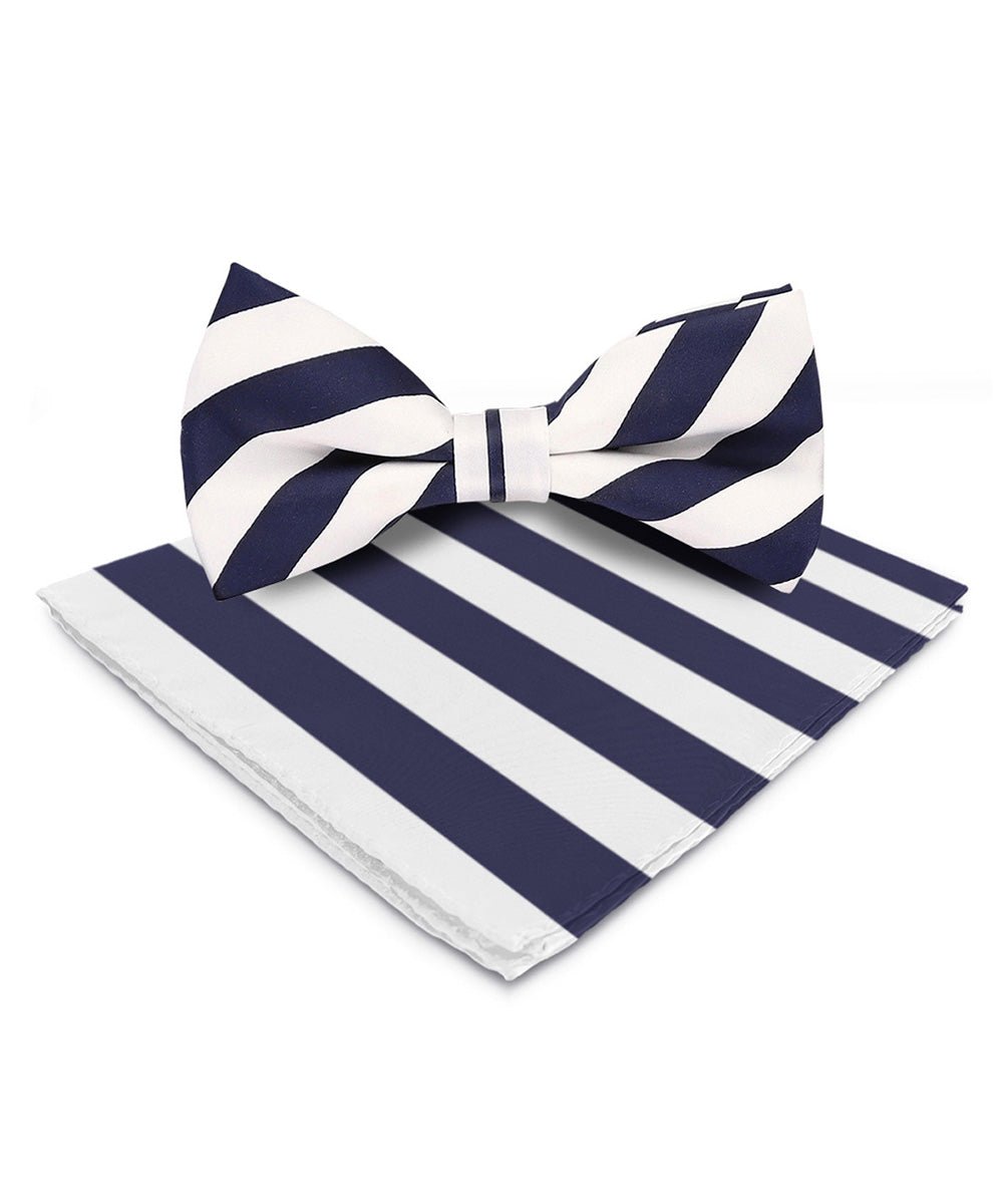 Vittorio Farina Men's Striped Satin Bow Tie & Pocket Square in Gift Box