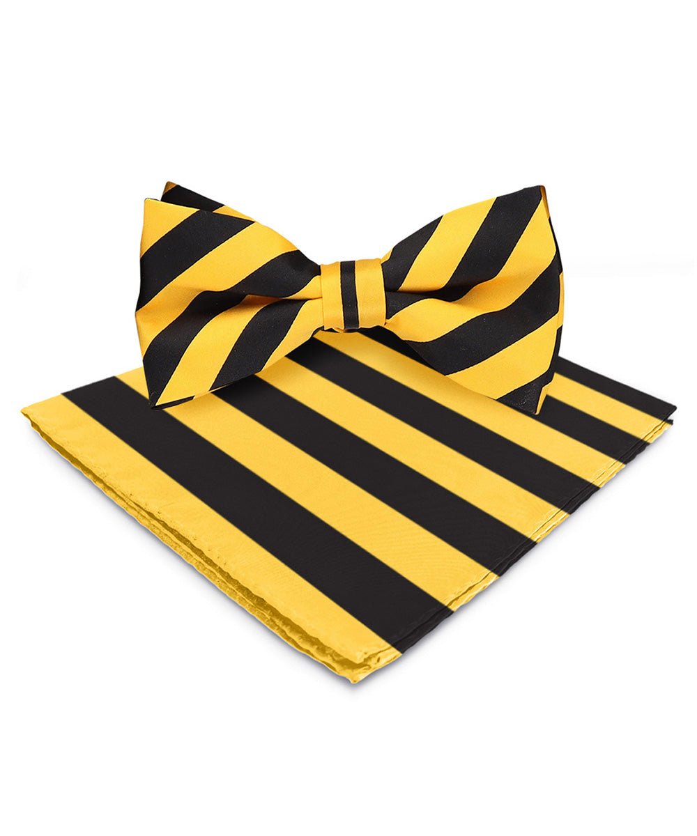 Vittorio Farina Men's Striped Satin Bow Tie & Pocket Square in Gift Box