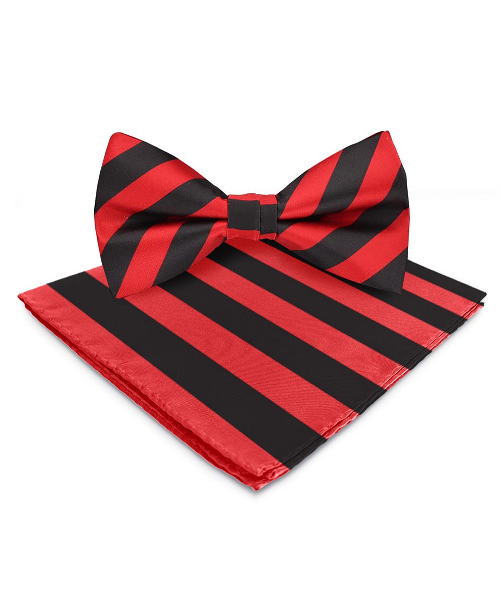 Vittorio Farina Men's Striped Satin Bow Tie & Pocket Square in Gift Box