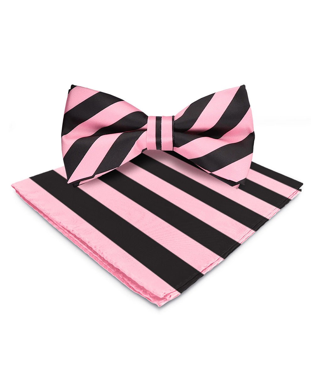 Vittorio Farina Men's Striped Satin Bow Tie & Pocket Square in Gift Box