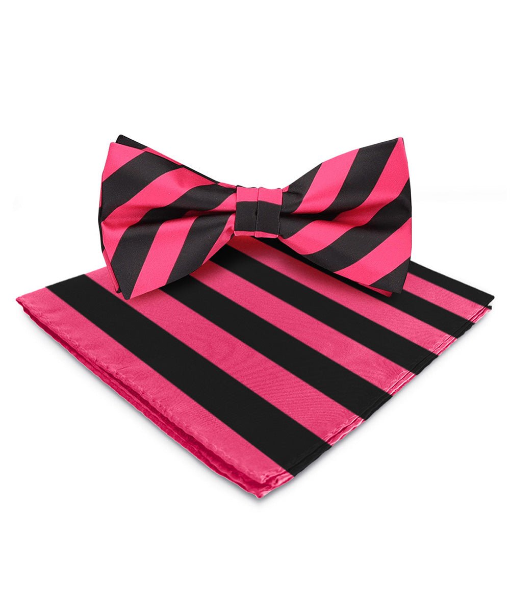 Vittorio Farina Men's Striped Satin Bow Tie & Pocket Square in Gift Box