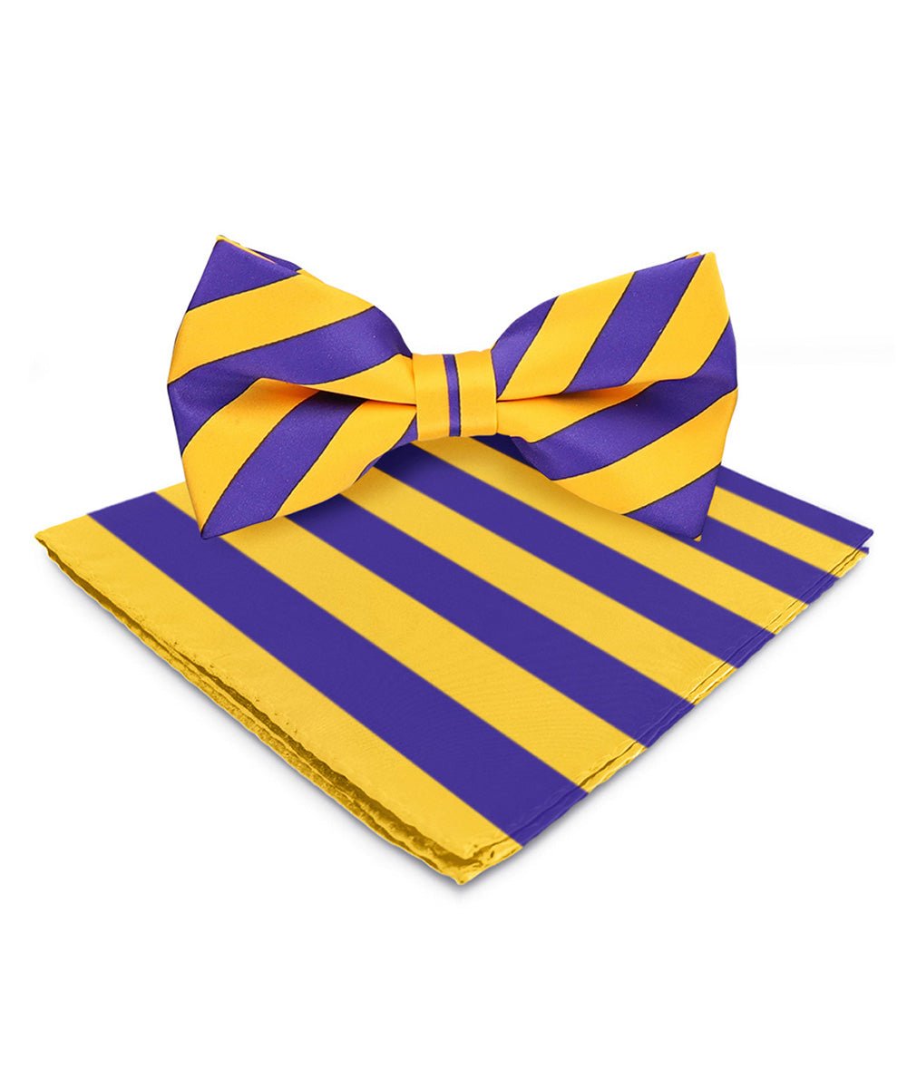 Vittorio Farina Men's Striped Satin Bow Tie & Pocket Square in Gift Box