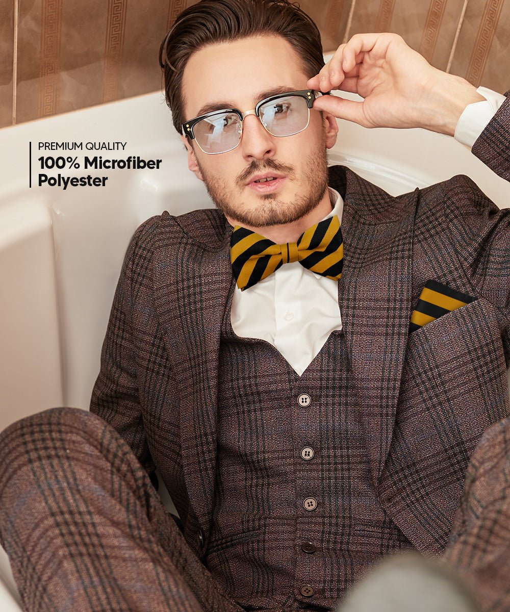 Vittorio Farina Men's Striped Satin Bow Tie & Pocket Square in Gift Box