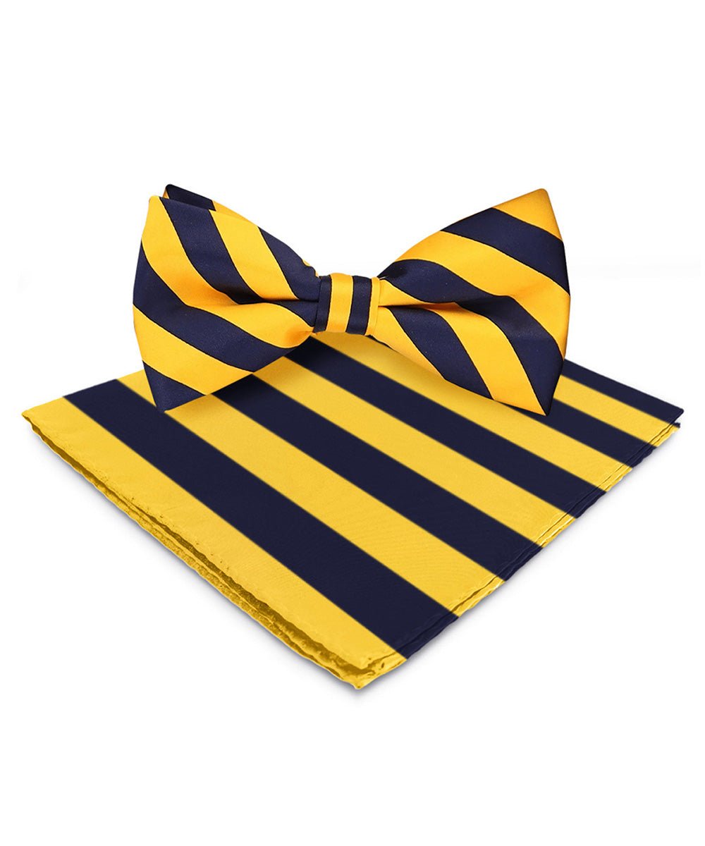 Vittorio Farina Men's Striped Satin Bow Tie & Pocket Square in Gift Box