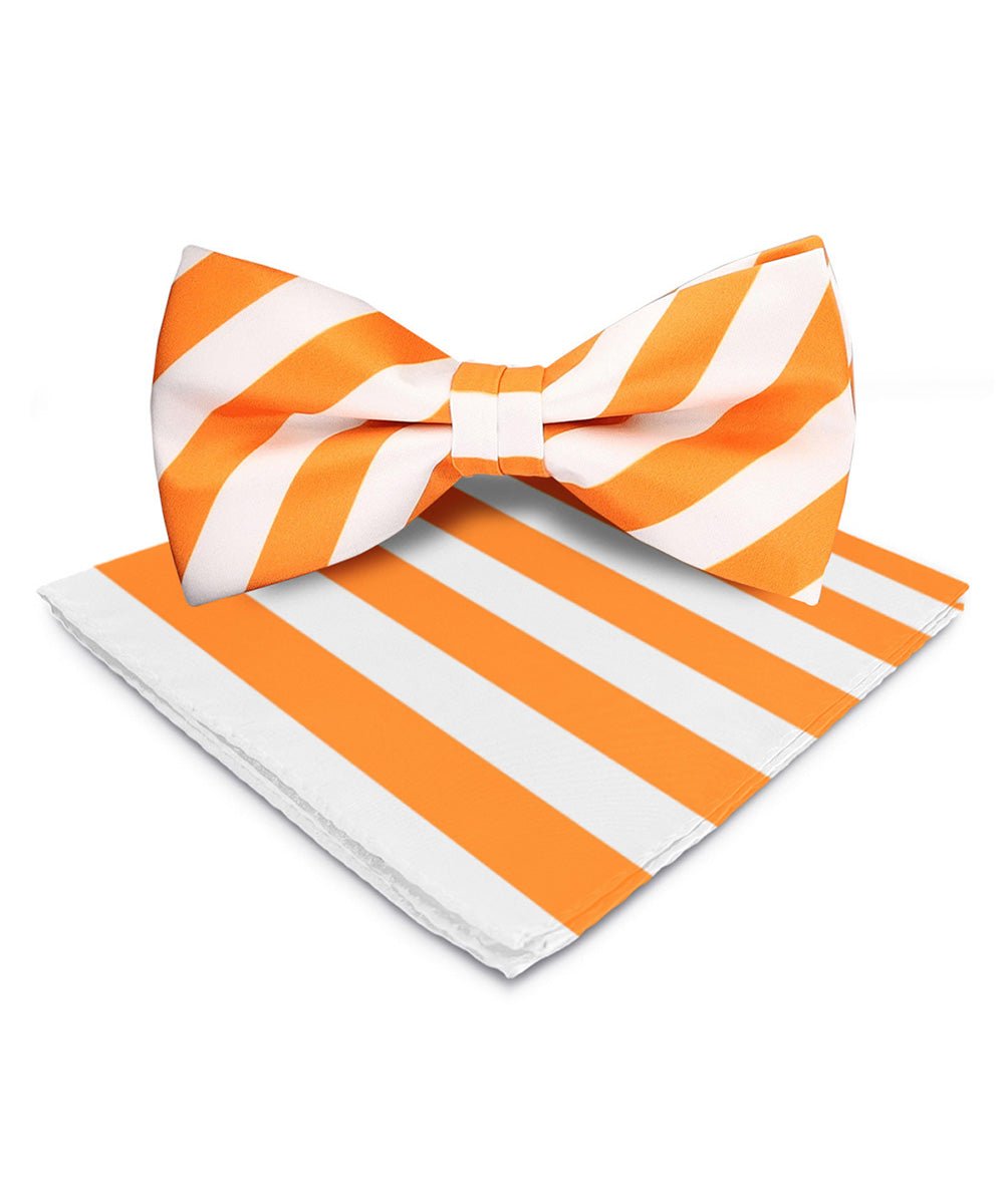 Vittorio Farina Men's Striped Satin Bow Tie & Pocket Square in Gift Box