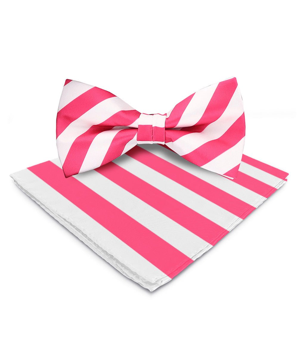 Vittorio Farina Men's Striped Satin Bow Tie & Pocket Square in Gift Box