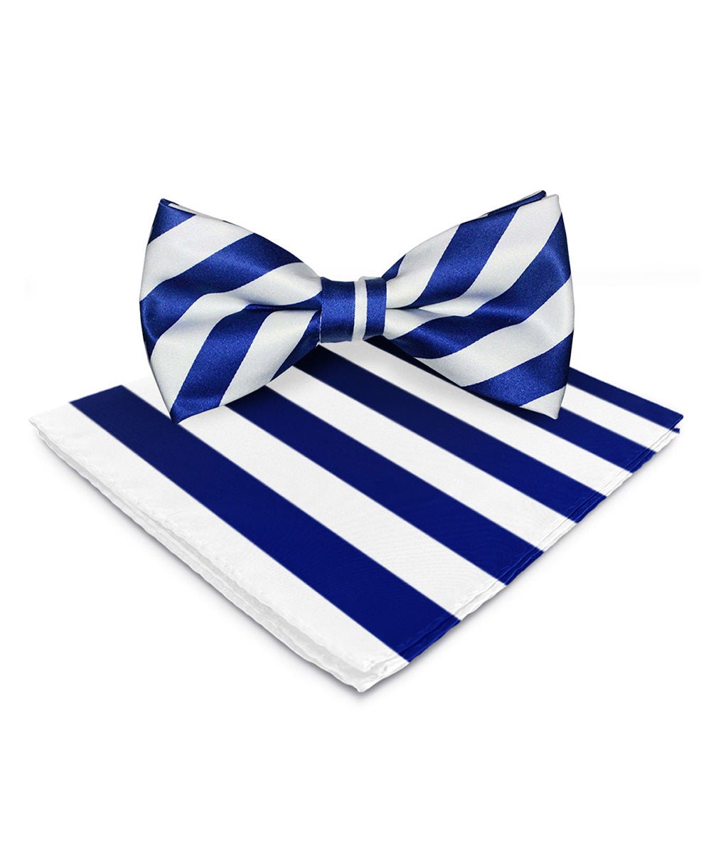 Vittorio Farina Men's Striped Satin Bow Tie & Pocket Square in Gift Box