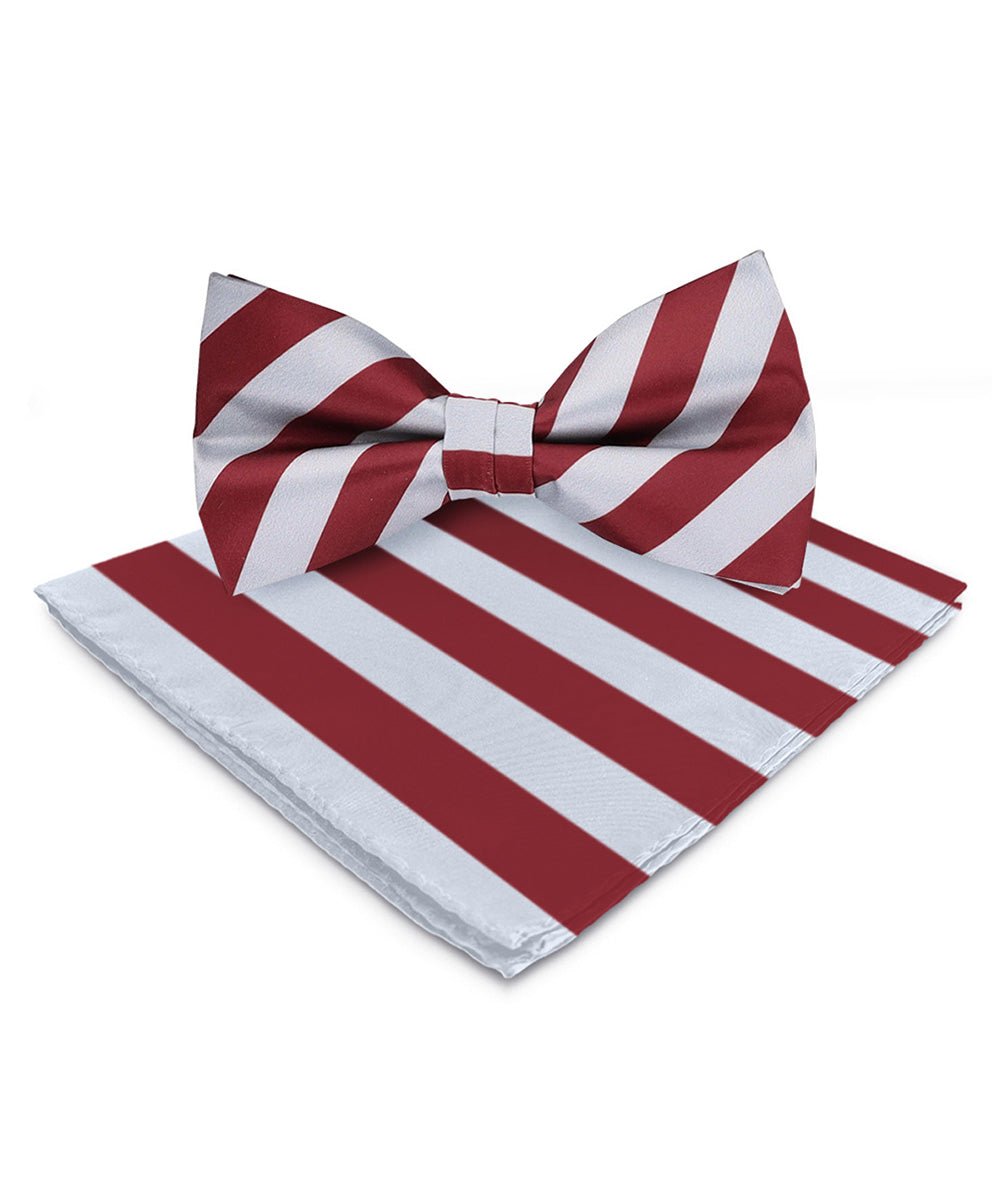 Vittorio Farina Men's Striped Satin Bow Tie & Pocket Square in Gift Box