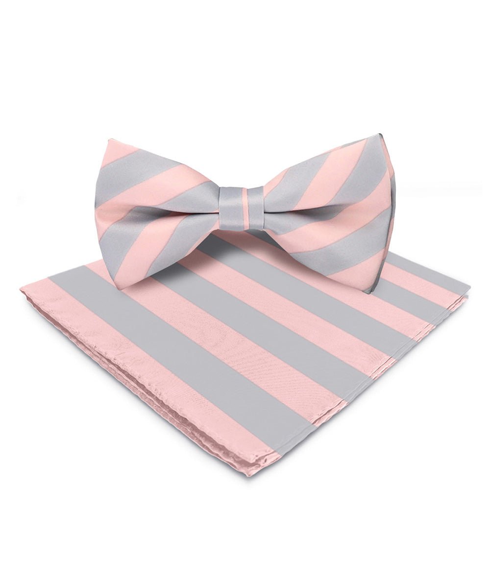 Vittorio Farina Men's Striped Satin Bow Tie & Pocket Square in Gift Box