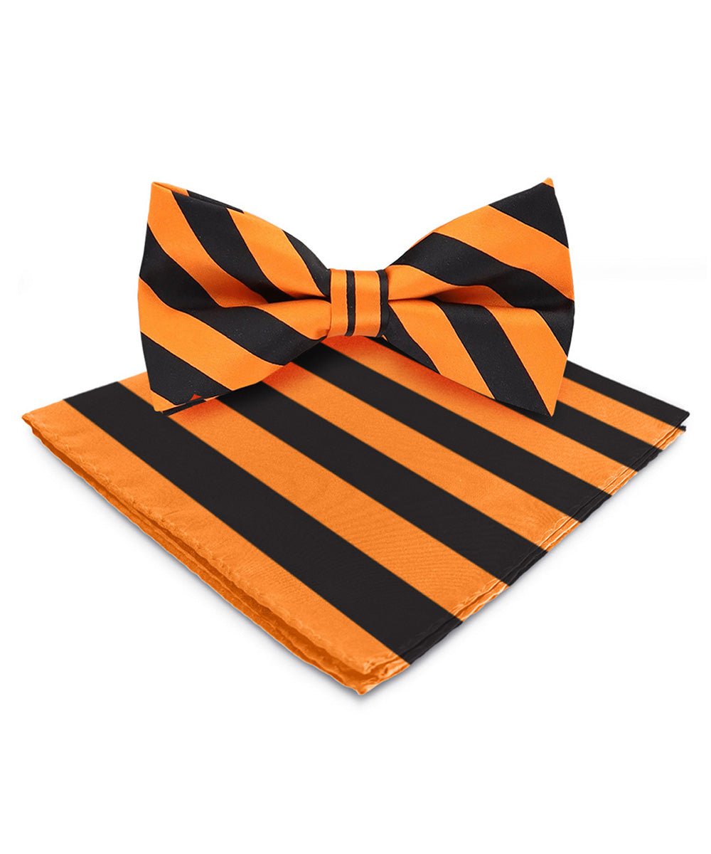 Vittorio Farina Men's Striped Satin Bow Tie & Pocket Square in Gift Box