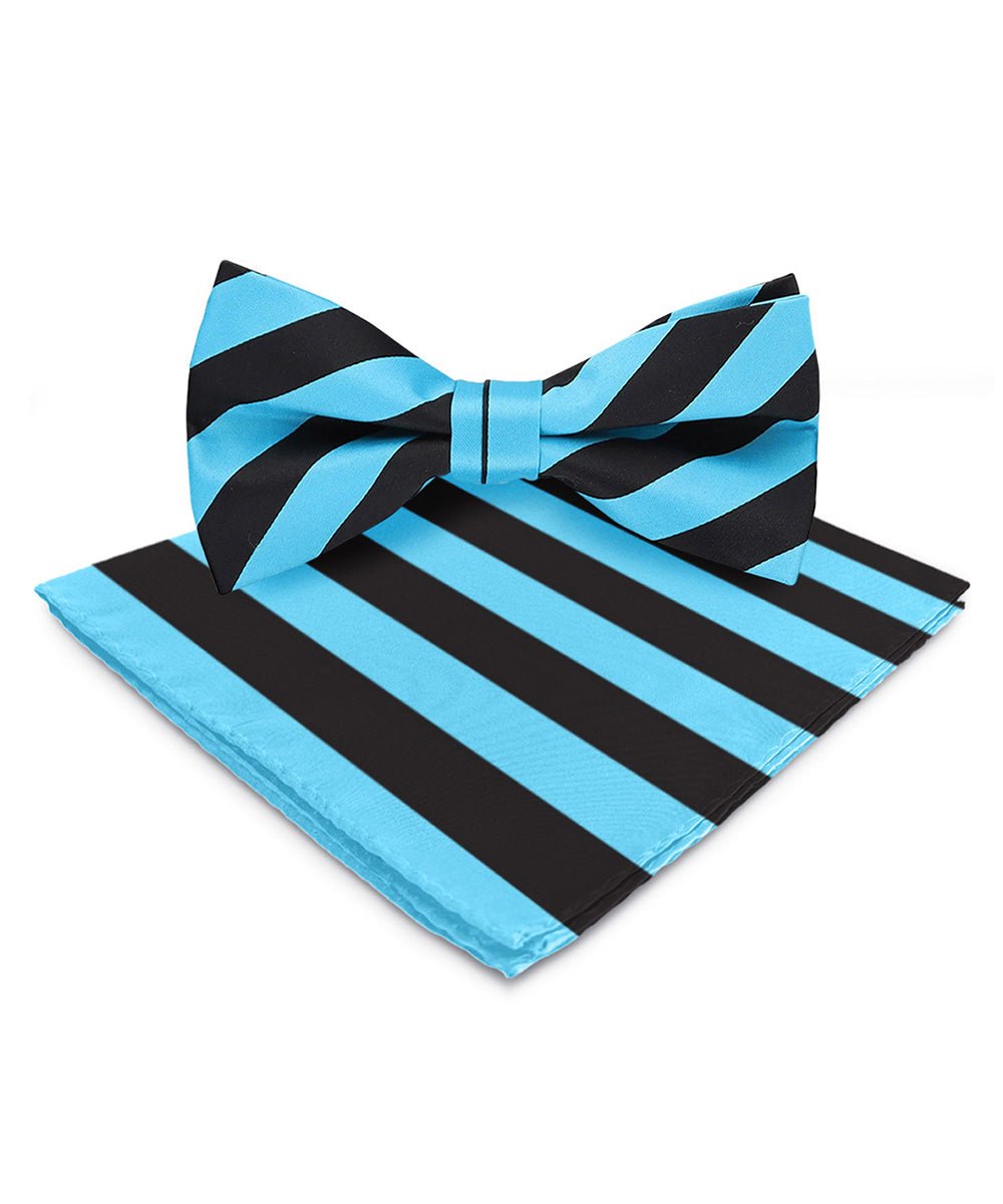 Vittorio Farina Men's Striped Satin Bow Tie & Pocket Square in Gift Box