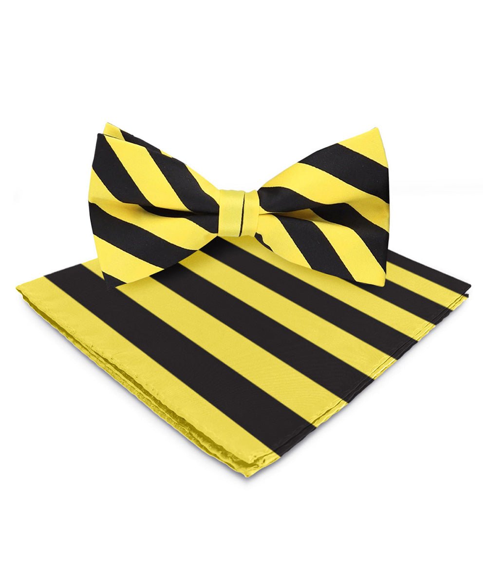 Vittorio Farina Men's Striped Satin Bow Tie & Pocket Square in Gift Box