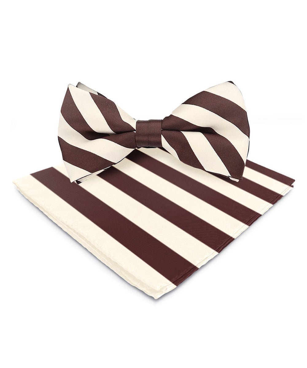Vittorio Farina Men's Striped Satin Bow Tie & Pocket Square in Gift Box