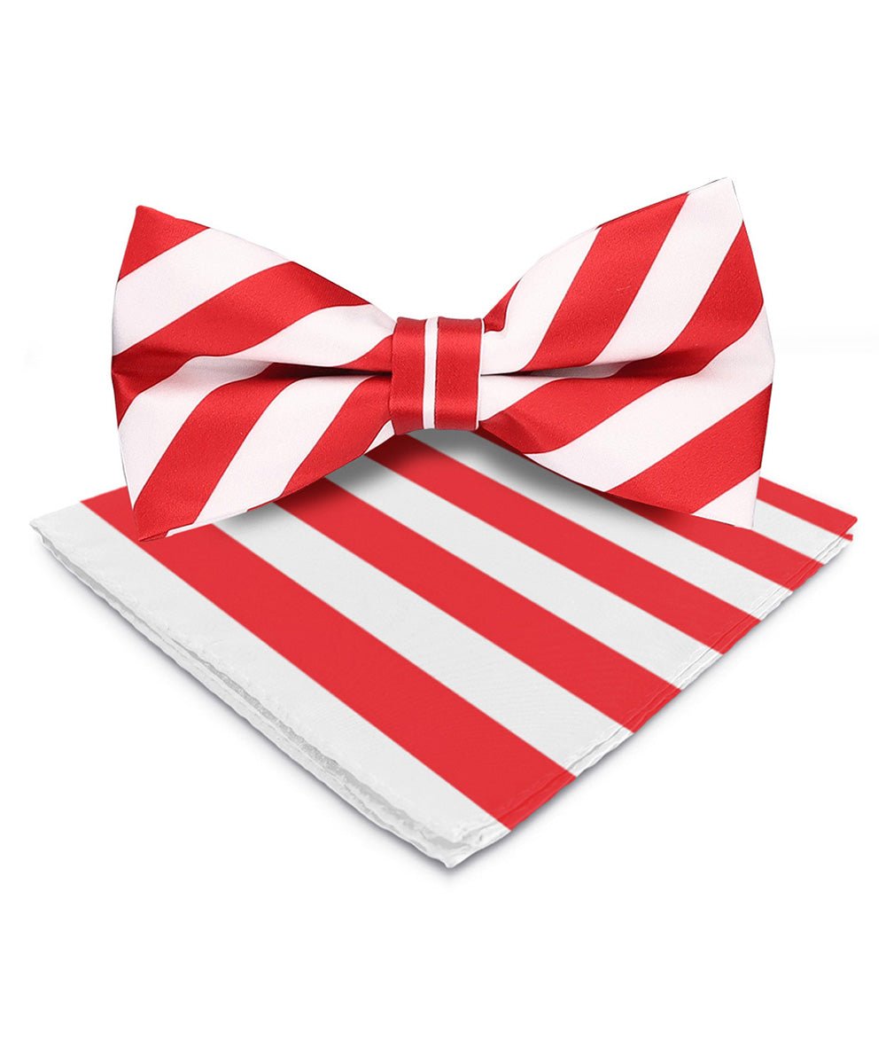 Vittorio Farina Men's Striped Satin Bow Tie & Pocket Square in Gift Box