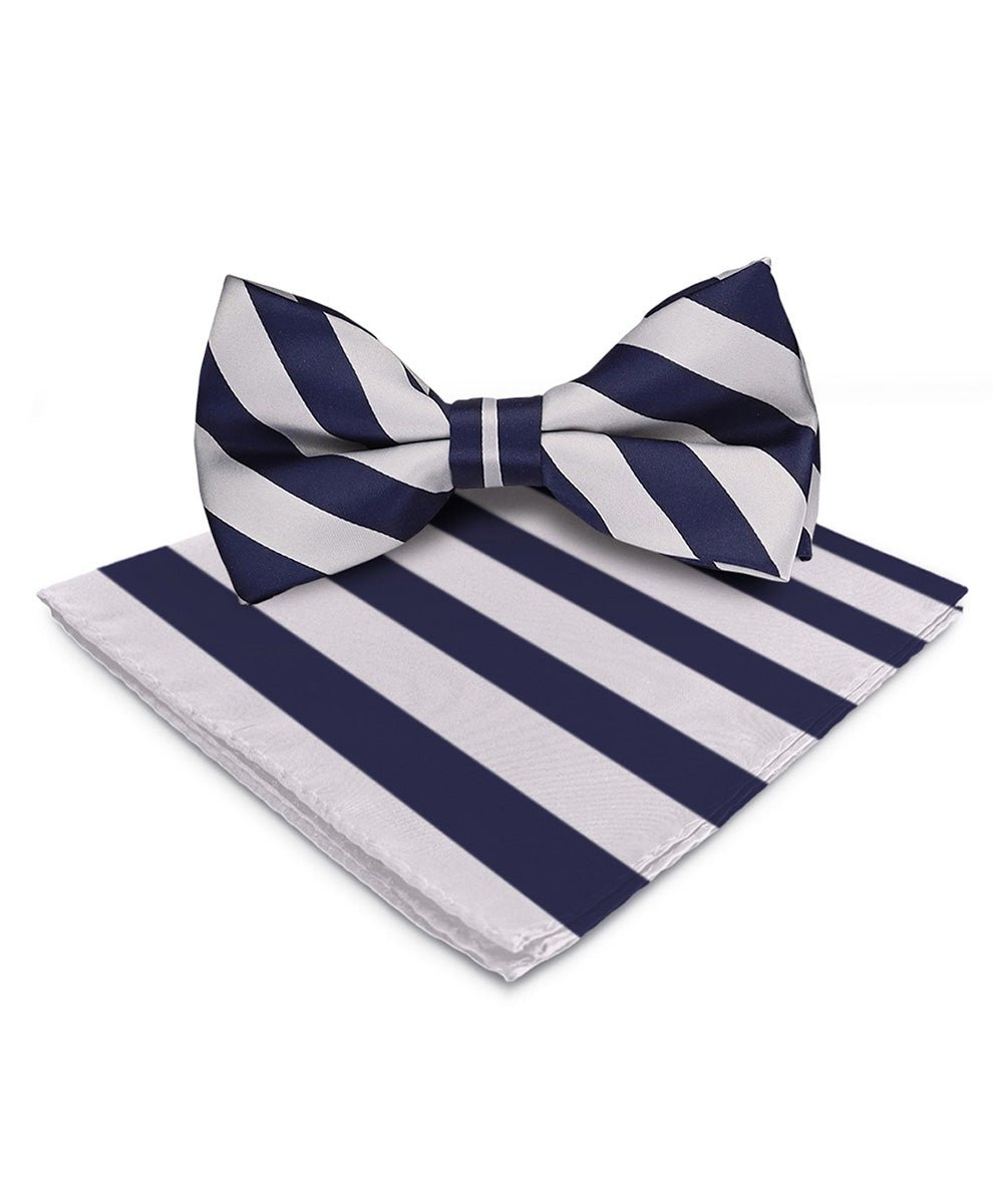Vittorio Farina Men's Striped Satin Bow Tie & Pocket Square in Gift Box
