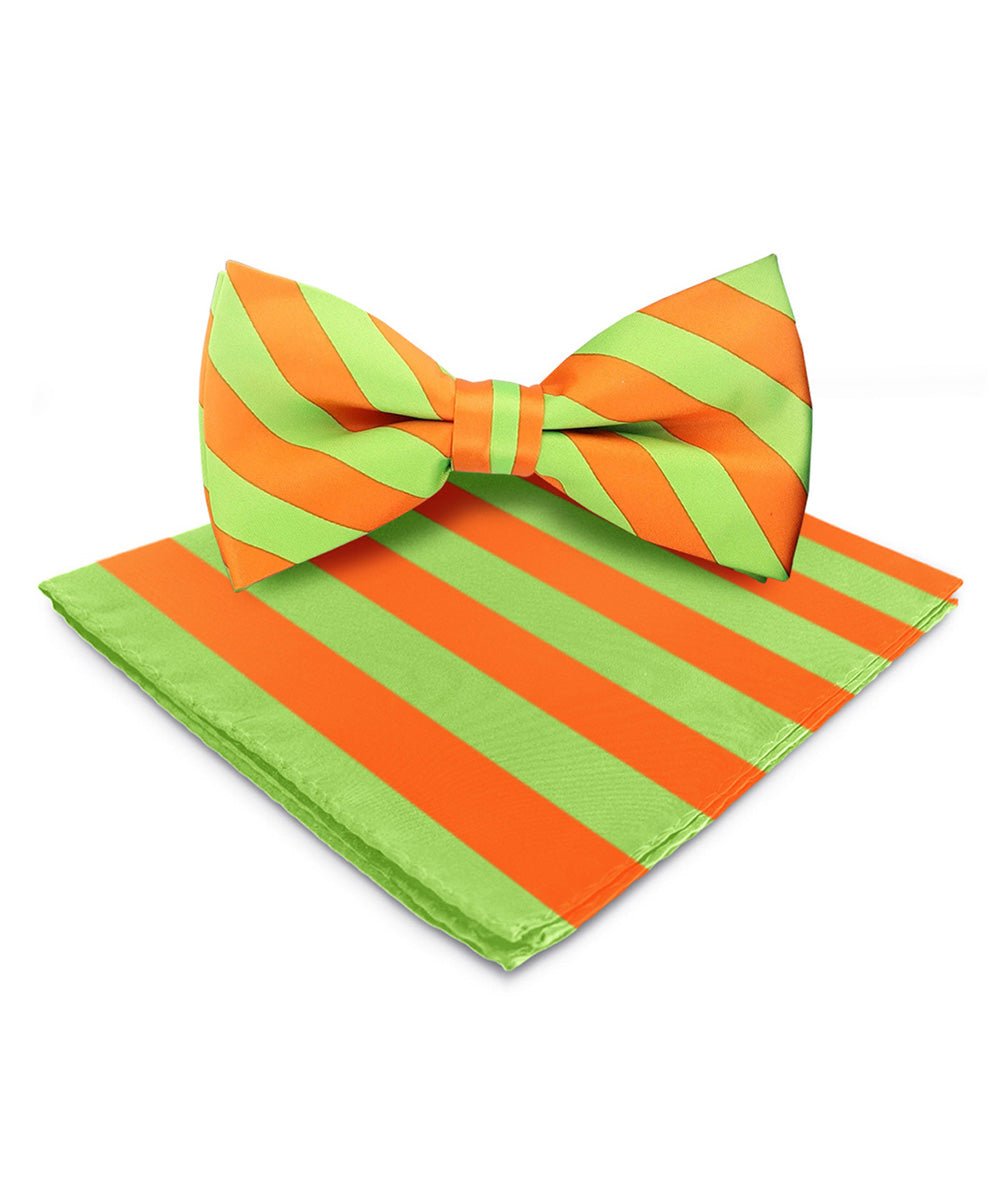 Vittorio Farina Men's Striped Satin Bow Tie & Pocket Square in Gift Box