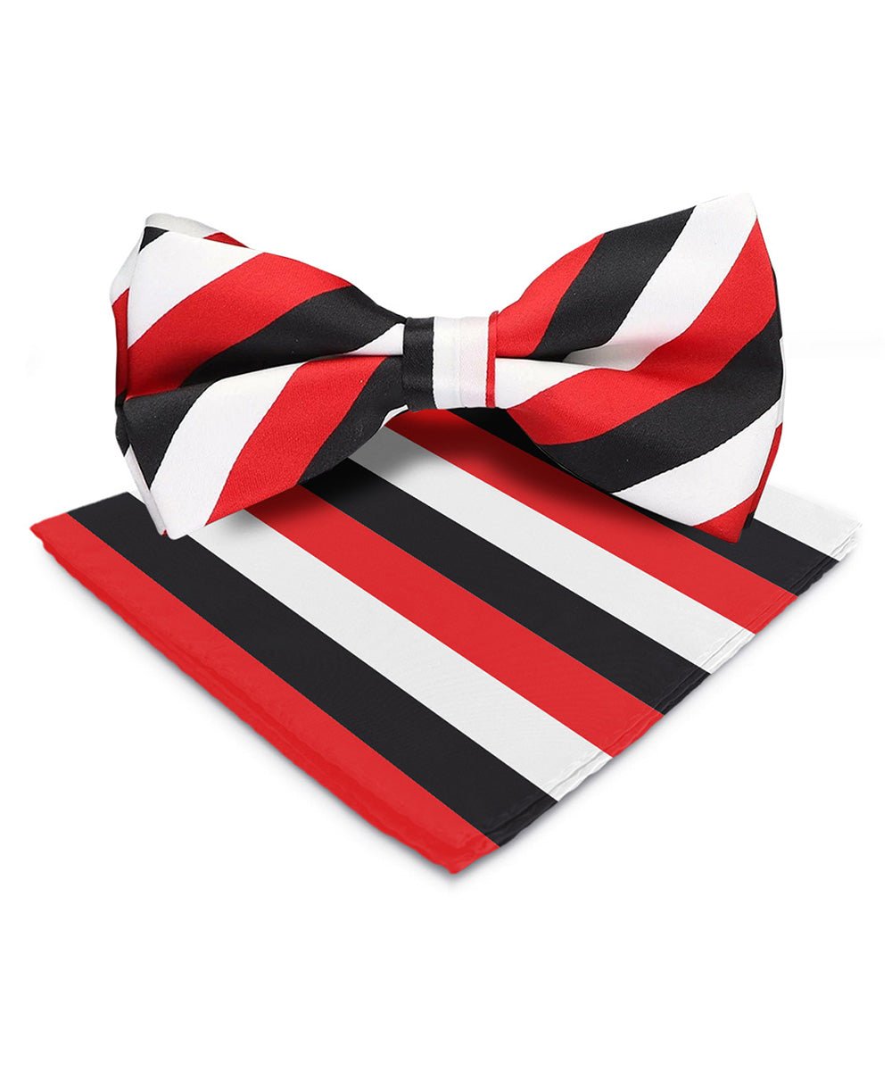 Vittorio Farina Men's Striped Satin Bow Tie & Pocket Square in Gift Box