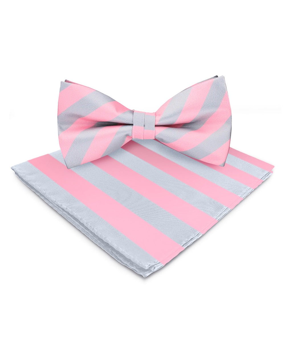 Vittorio Farina Men's Striped Satin Bow Tie & Pocket Square in Gift Box
