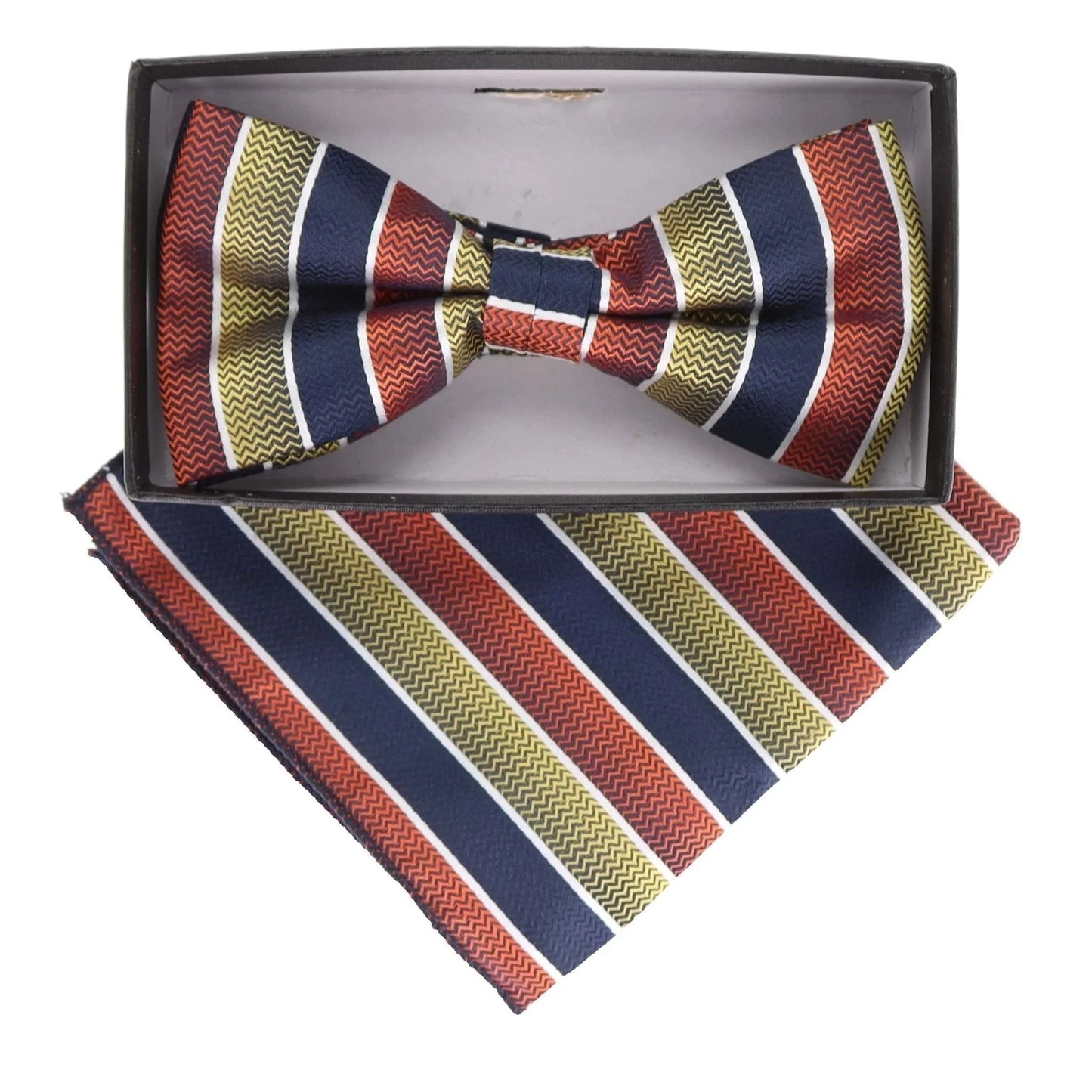 Vittorio Farina Men's Geometric Design Satin Bow Tie & Pocket Square in Gift Box