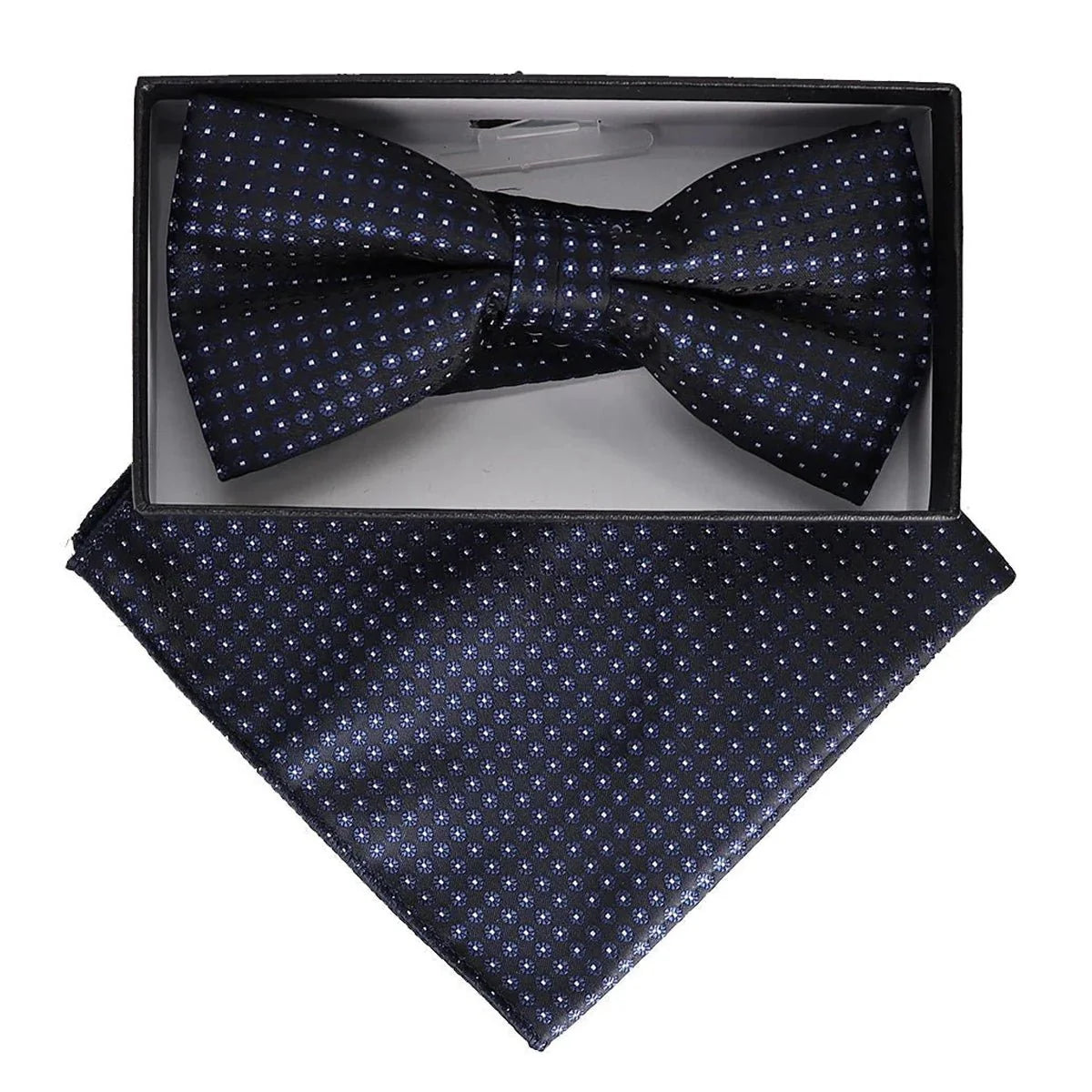 Vittorio Farina Men's Geometric Design Satin Bow Tie & Pocket Square in Gift Box
