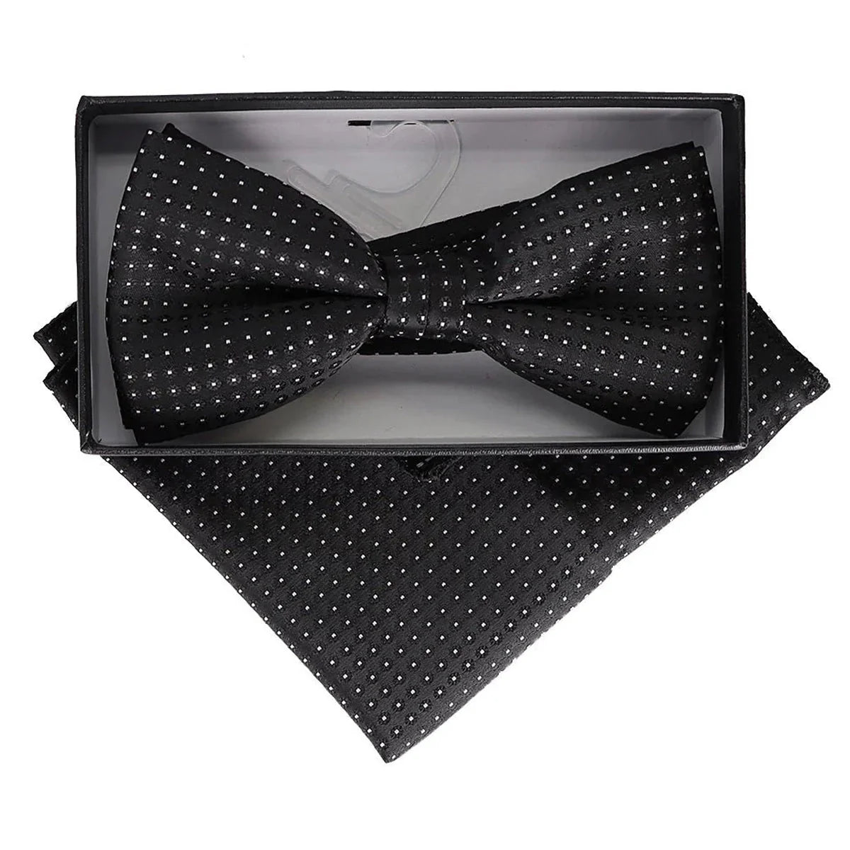 Vittorio Farina Men's Geometric Design Satin Bow Tie & Pocket Square in Gift Box