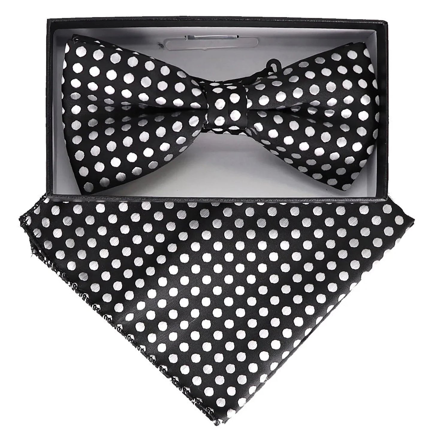 Vittorio Farina Men's Geometric Design Satin Bow Tie & Pocket Square in Gift Box