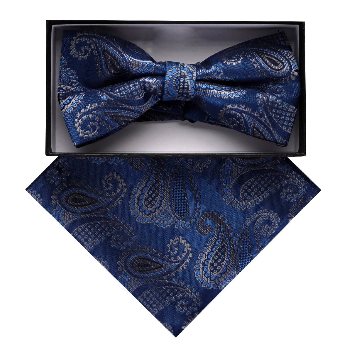 Vittorio Farina Men's Paisley Design Satin Bow Tie & Pocket Square in Gift Box
