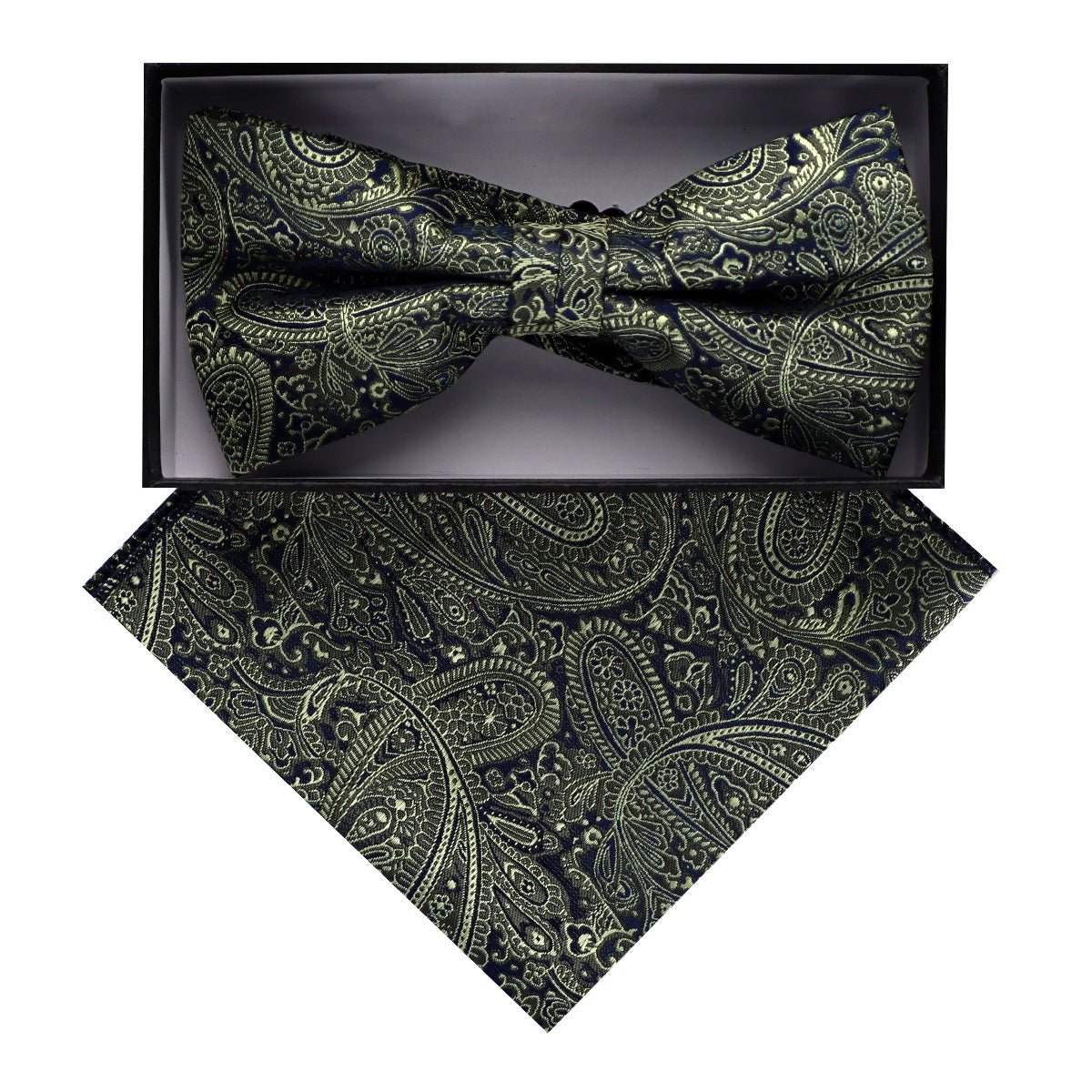 Vittorio Farina Men's Paisley Design Satin Bow Tie & Pocket Square in Gift Box