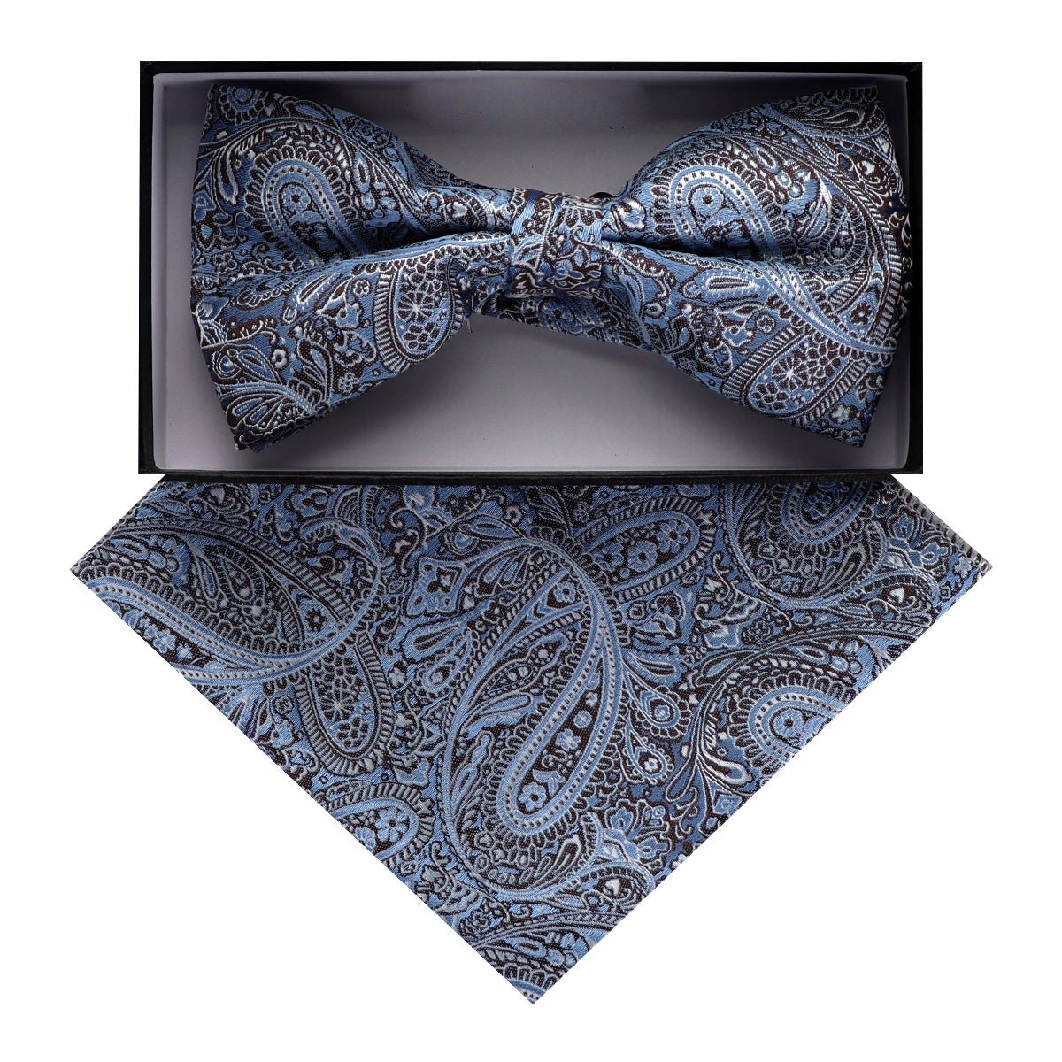 Vittorio Farina Men's Paisley Design Satin Bow Tie & Pocket Square in Gift Box