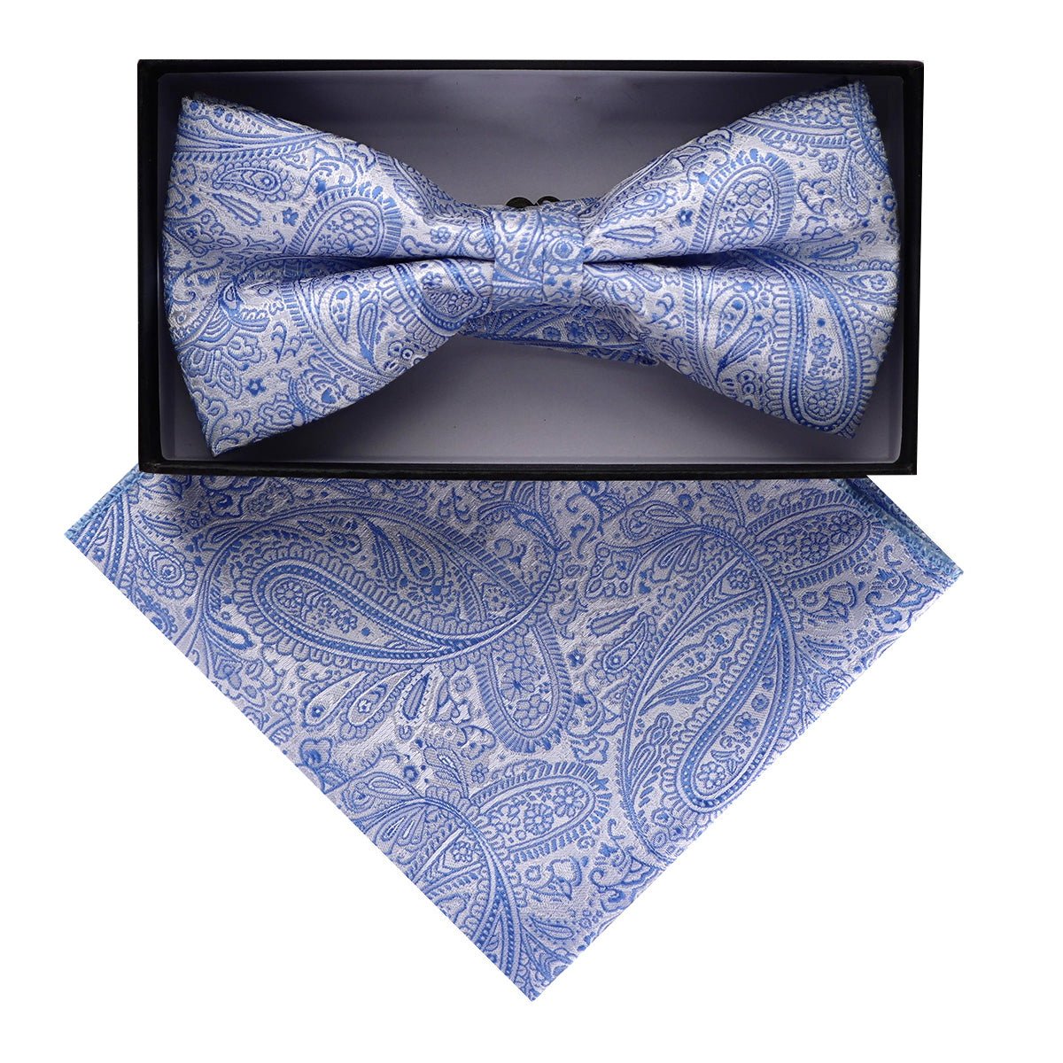 Vittorio Farina Men's Paisley Design Satin Bow Tie & Pocket Square in Gift Box