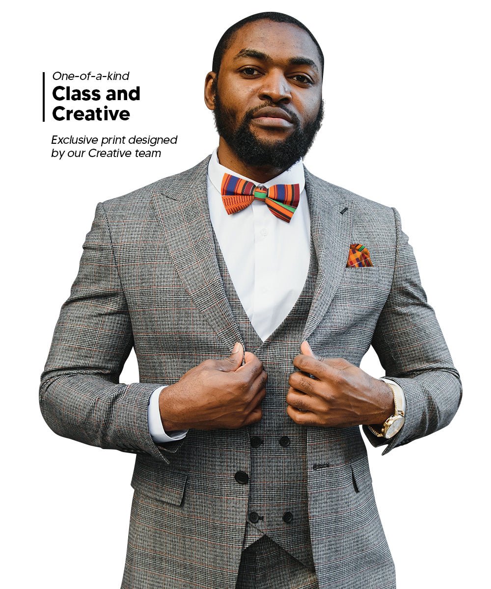 Vittorio Farina Men's Kente Satin Bow Tie & Pocket Square in Gift Box