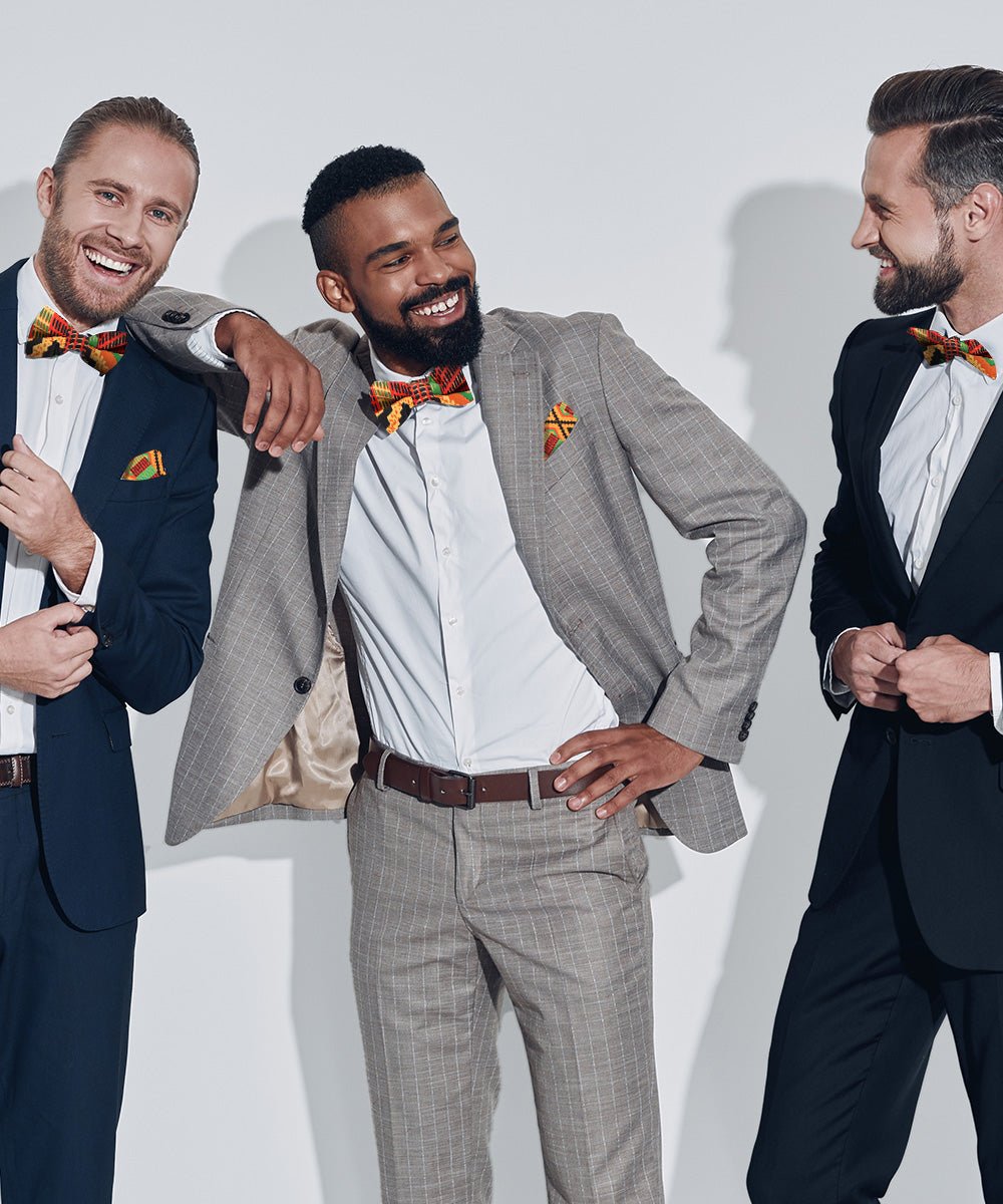 Vittorio Farina Men's Kente Satin Bow Tie & Pocket Square in Gift Box