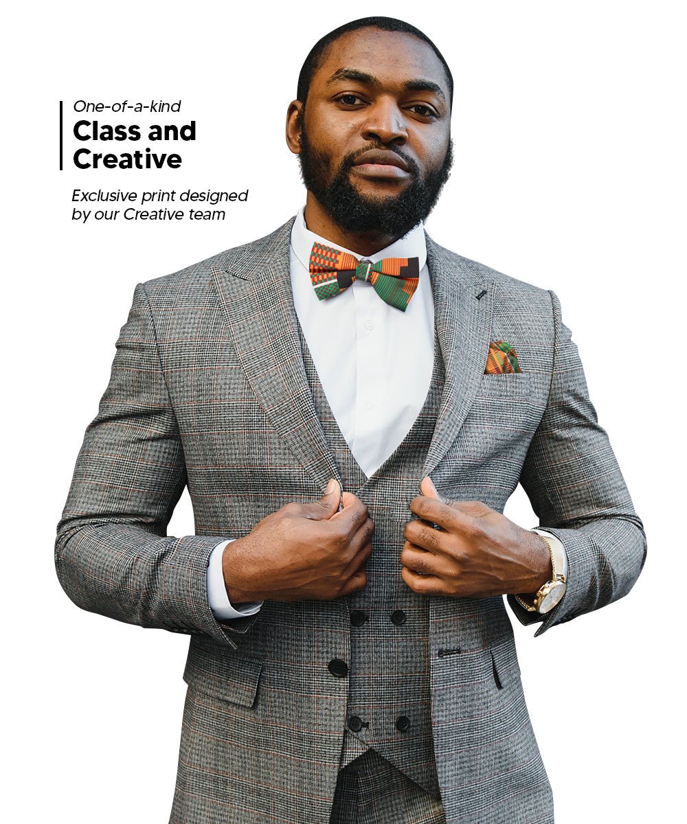 Vittorio Farina Men's Kente Satin Bow Tie & Pocket Square in Gift Box