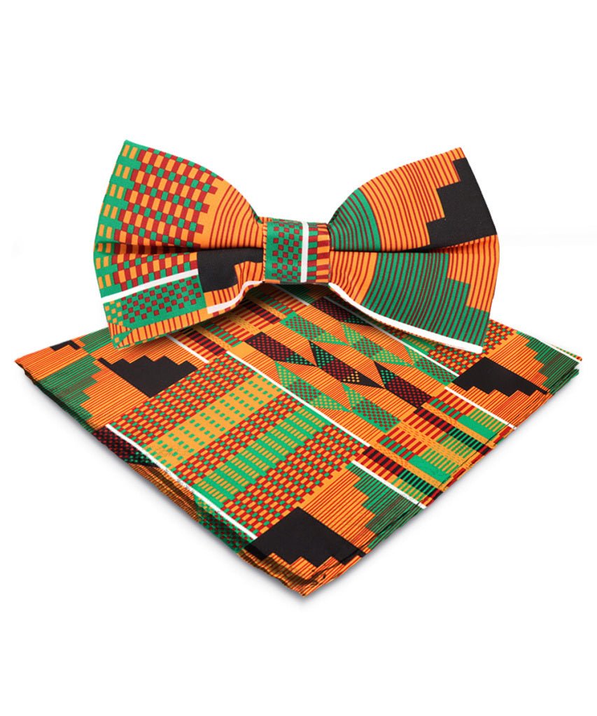 Vittorio Farina Men's Kente Satin Bow Tie & Pocket Square in Gift Box