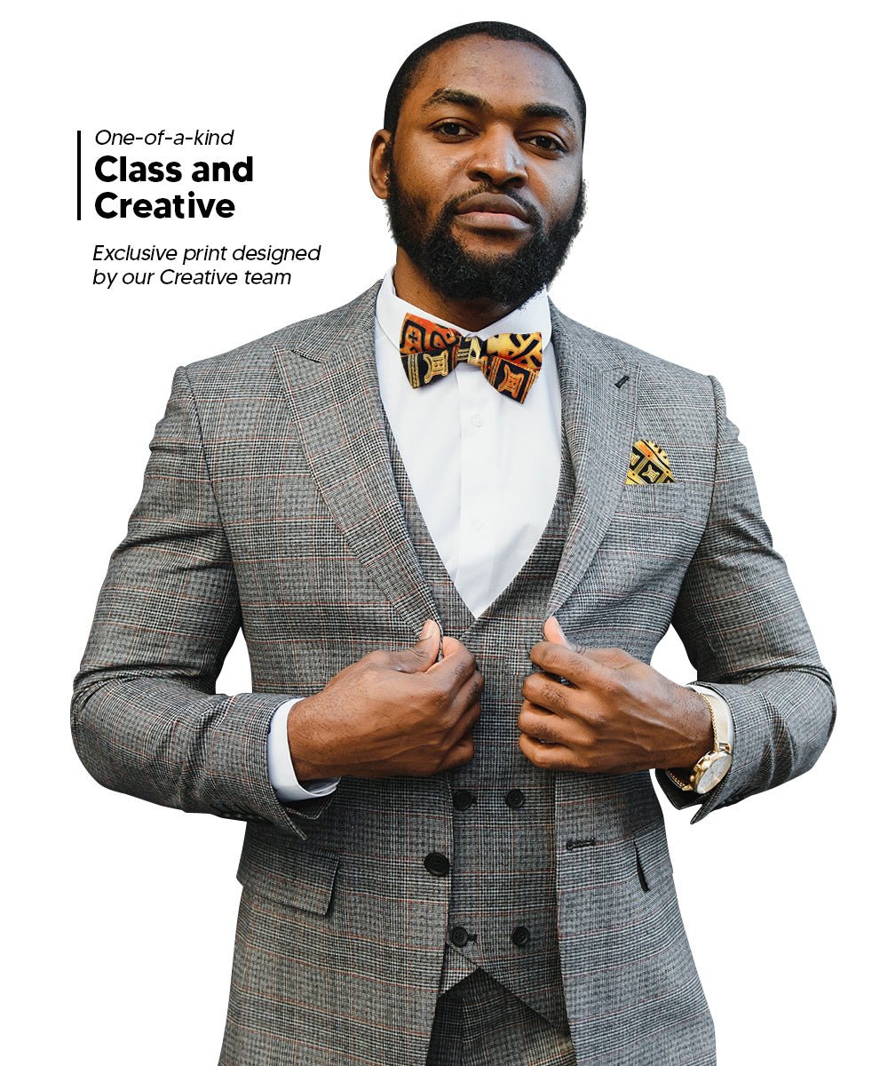 Vittorio Farina Men's Kente Satin Bow Tie & Pocket Square in Gift Box