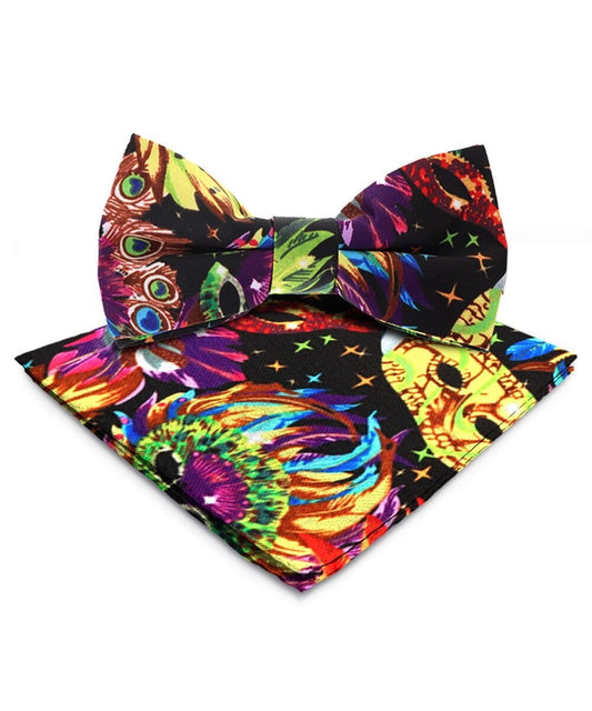 Vittorio Farina Men's Mardi Gras Satin Bow Tie & Pocket Square in Gift Box