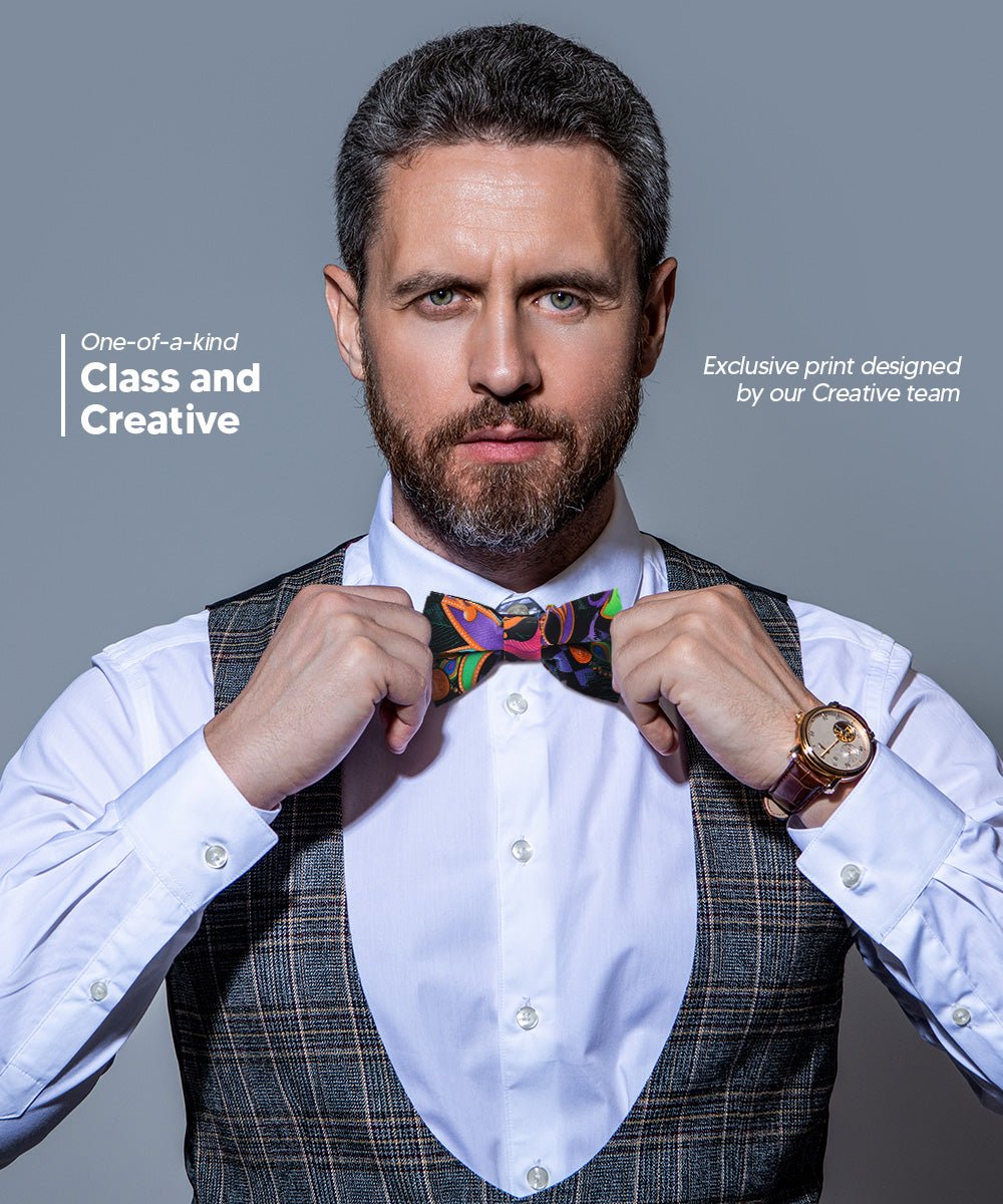 Vittorio Farina Men's Mardi Gras Satin Bow Tie & Pocket Square in Gift Box